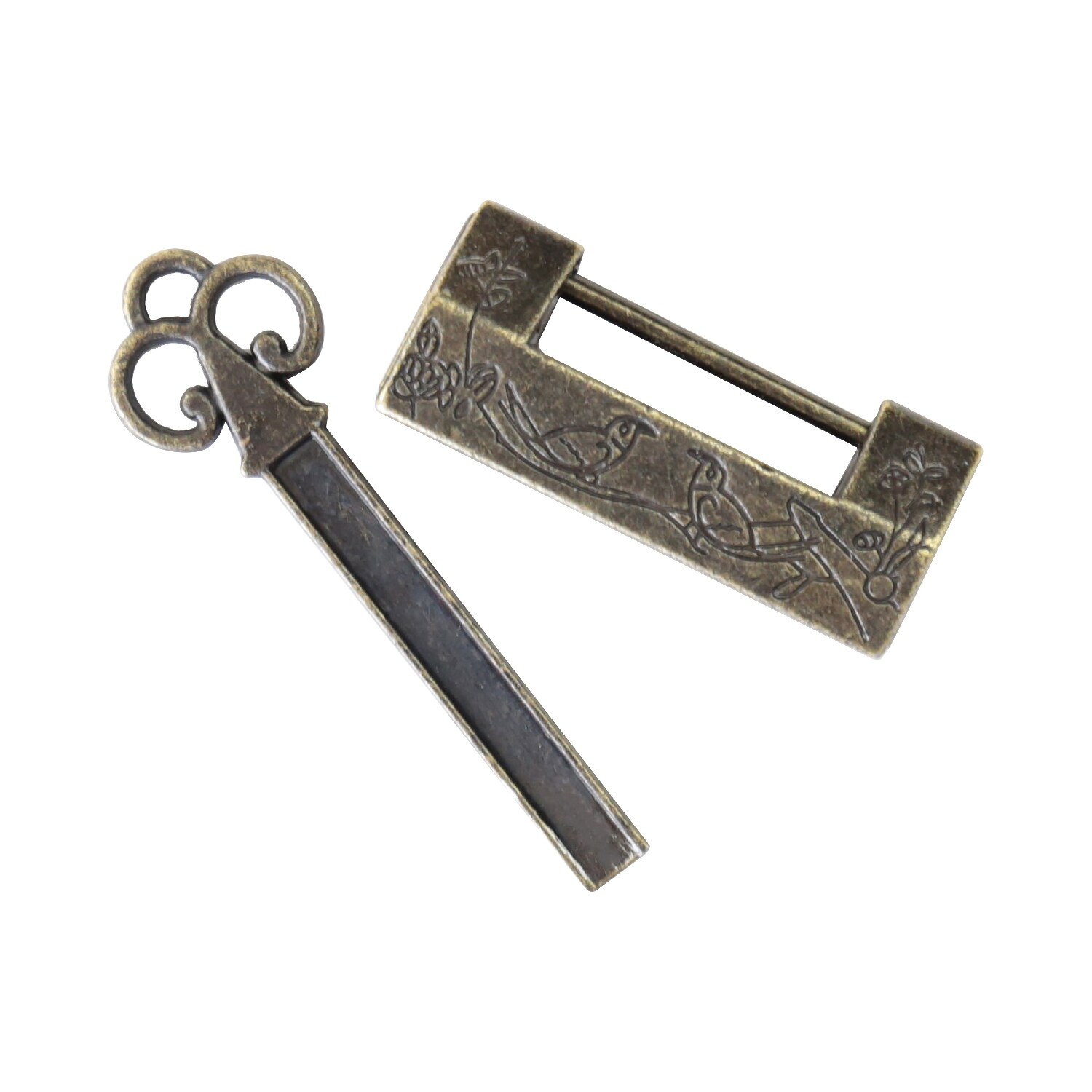 HMF 6491-VOG-23 Antikes Chinesisches Deko Vorh&auml;ngeschloss, Vogel, 4 x 1,8 x 1 cm, Gold 