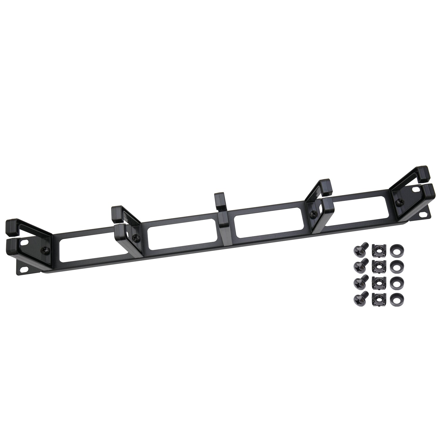 HMF 66455 Rangierpanel f&uuml;r Serverschrank, 19 Zoll, 1 HE, 5 F&uuml;hrungsb&uuml;gel 