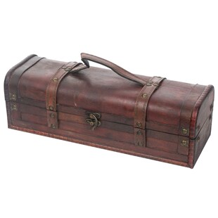 HMF Vintage Deko Geschenkbox mit Deckel aus Holz, für 1 Flasche Wein, Querformat, Spanien 