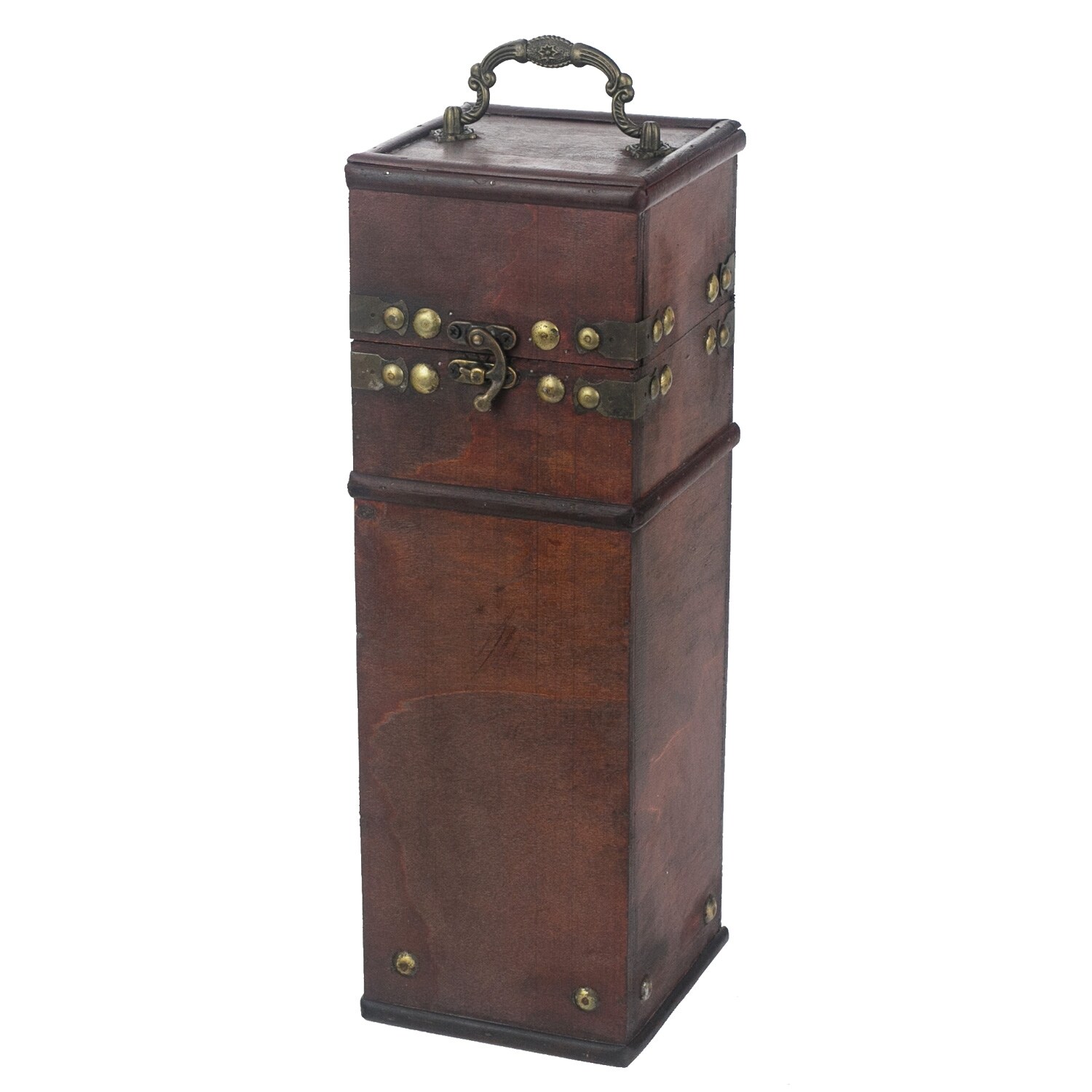 Vintage Deko Geschenkbox mit Deckel aus Holz, für 1 Flasche Wein, Hochformat, Frankreich