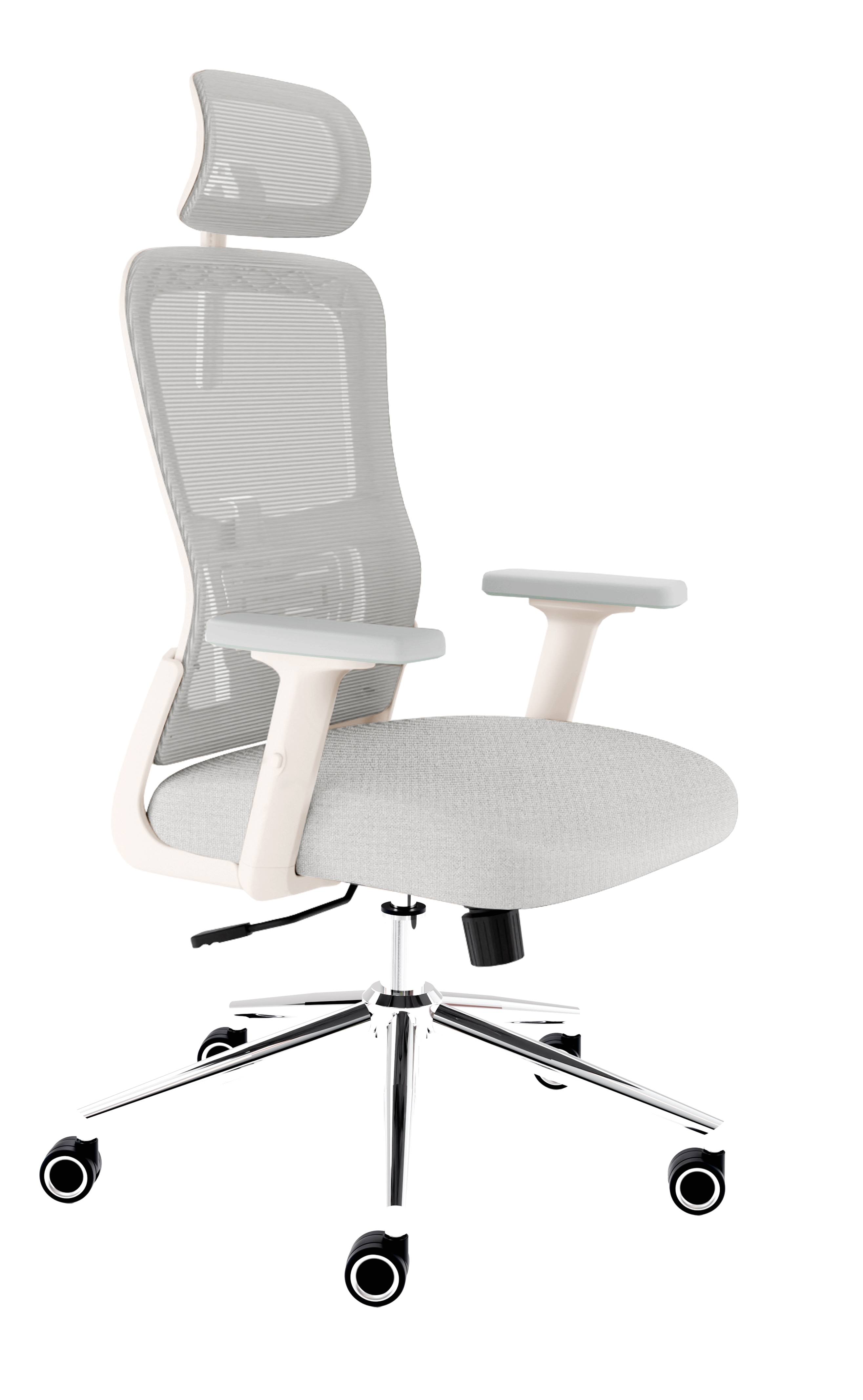 CLOUVOU BrightSeat B&uuml;rostuhl Ergonomisch &ndash; Creme-Wei&szlig; 
