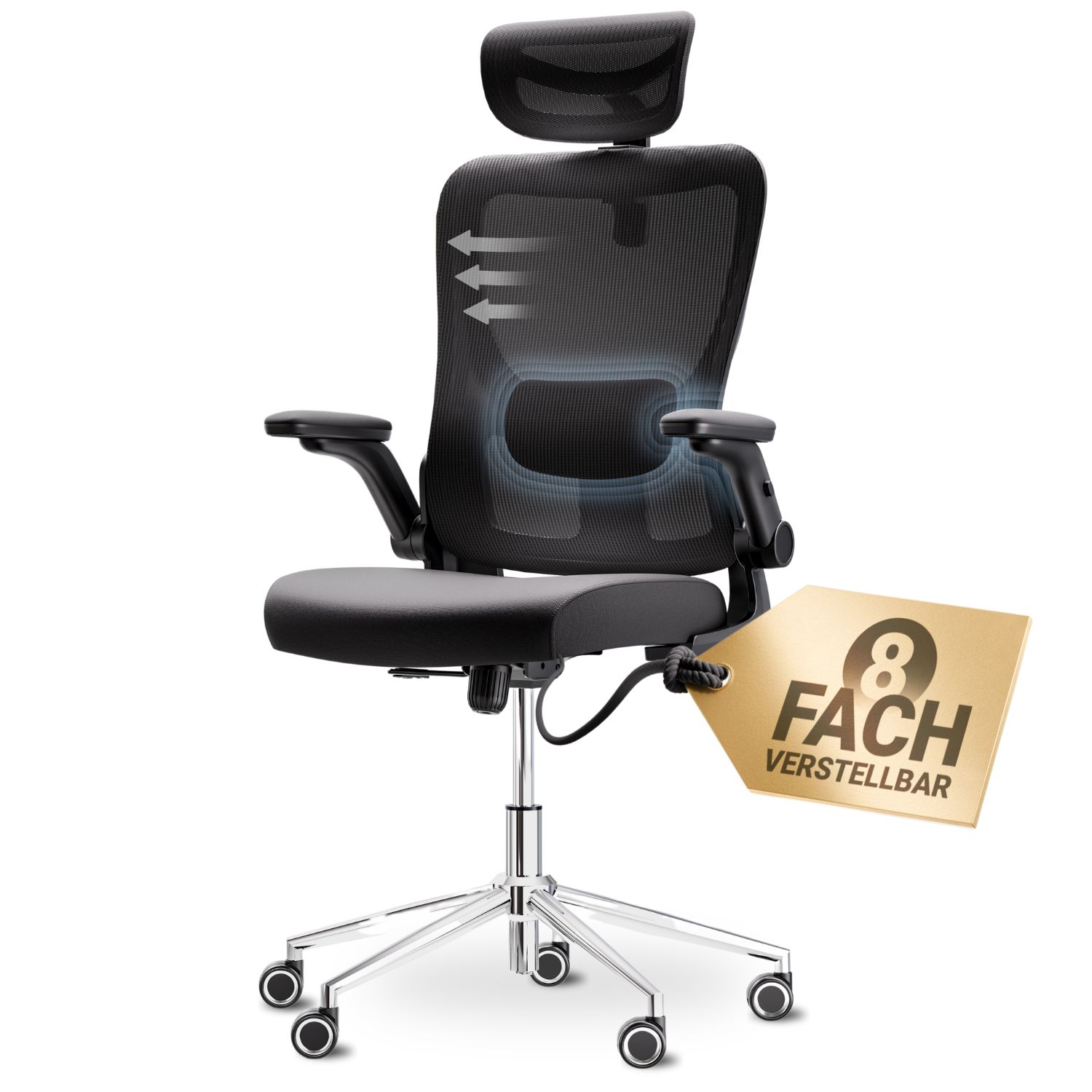 LUTIVO Bravo B&uuml;rostuhl Ergonomisch &ndash; Schwarz 