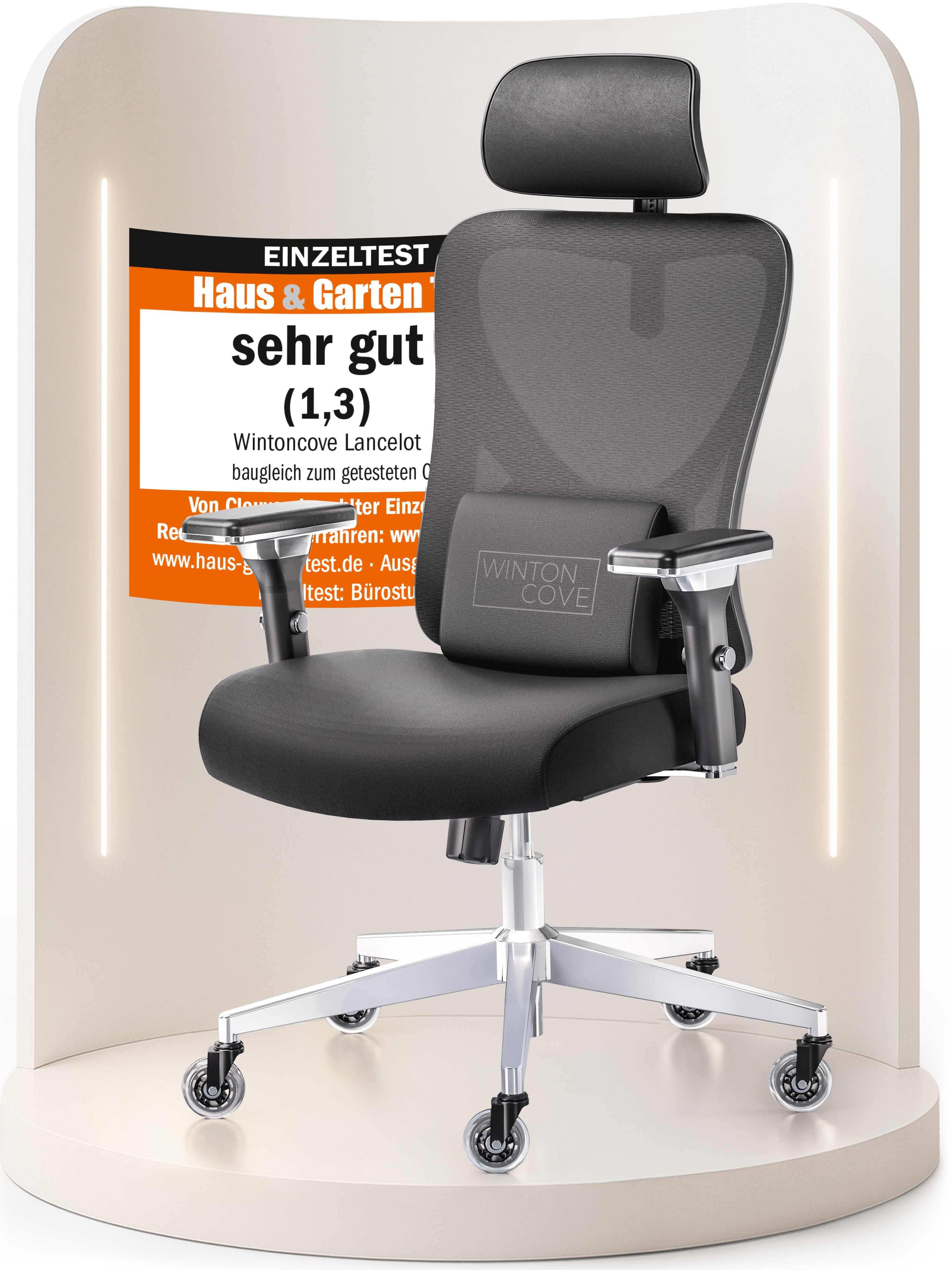 WINTONCOVE Lancelot B&uuml;rostuhl Ergonomisch &ndash; Schwarz 