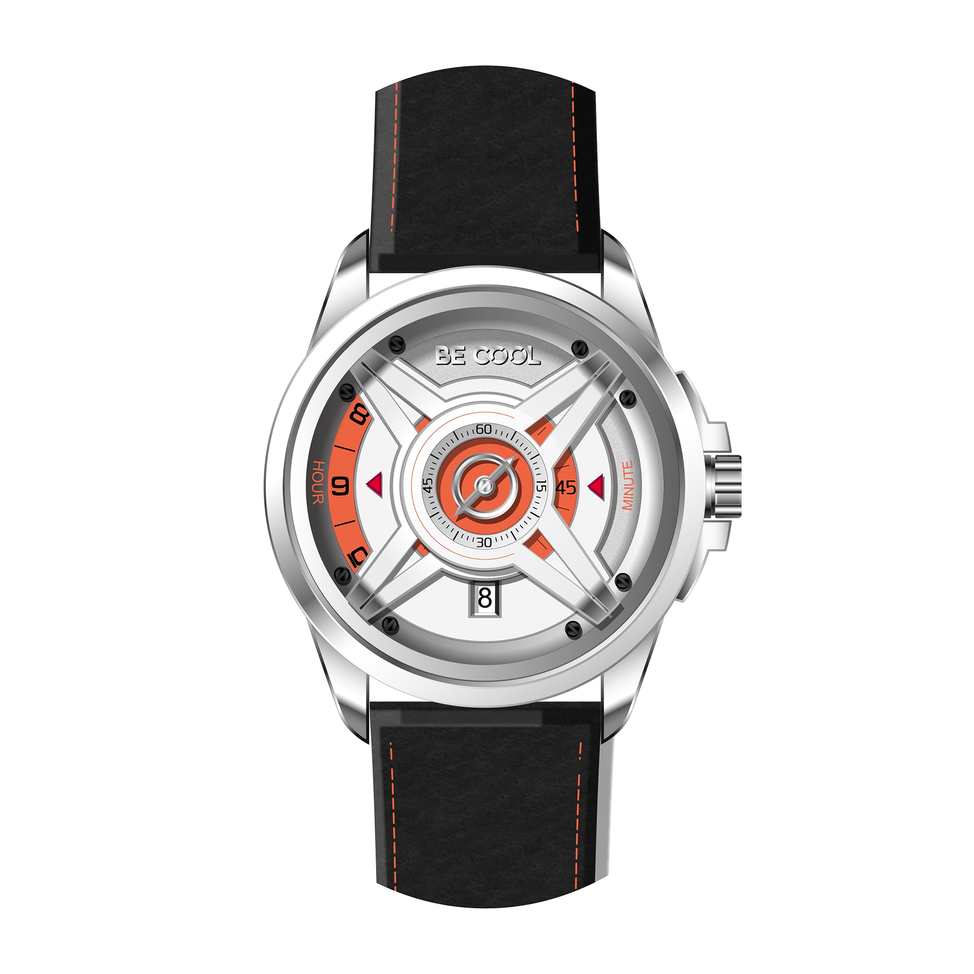 BE COOL Armbanduhr wei&szlig;/hellorange BCW02SWO 