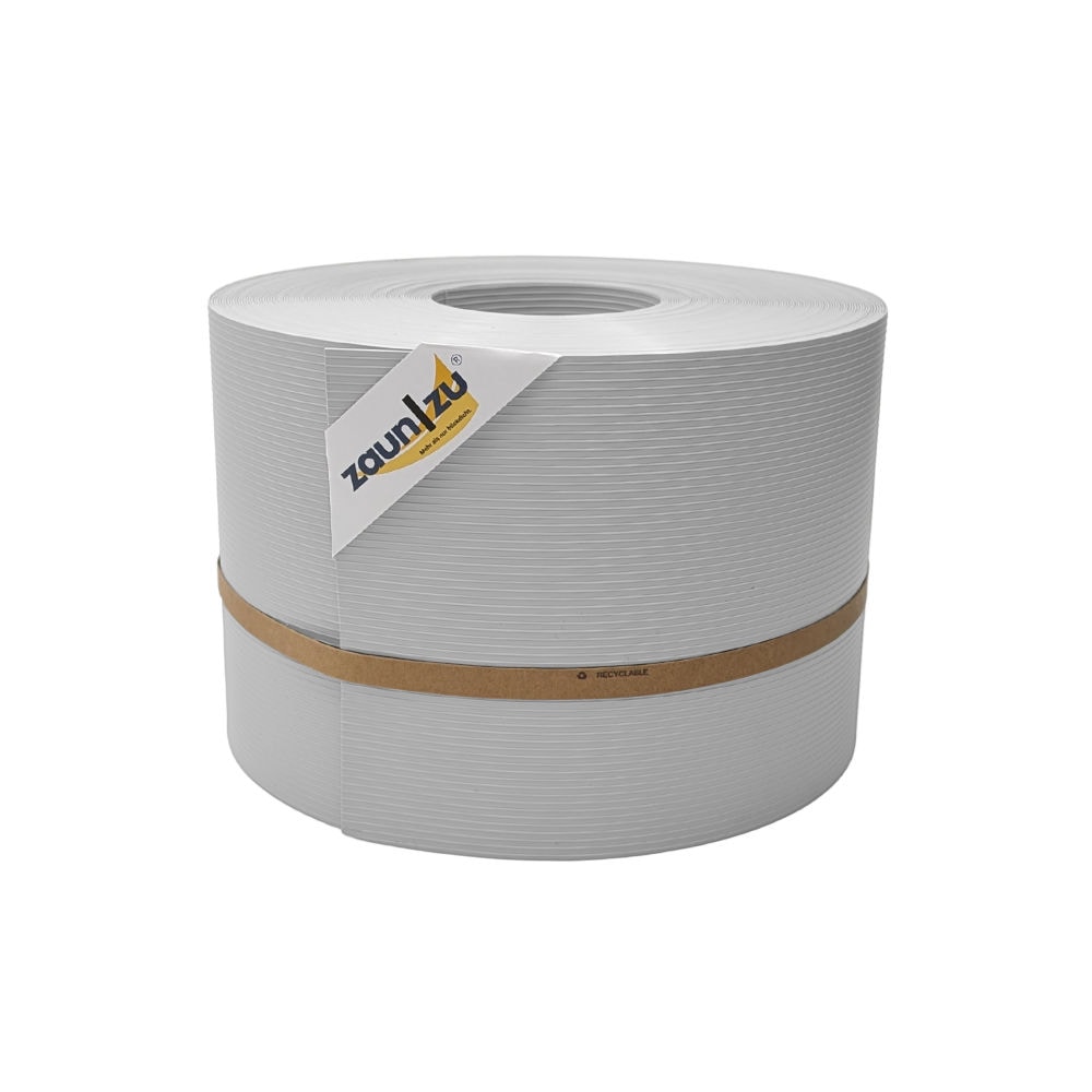 zaun|zu&reg; Sichtschutzstreifen Rille PP f&uuml;r Doppelstabmatte Zaunblende Lichtgrau 50m 