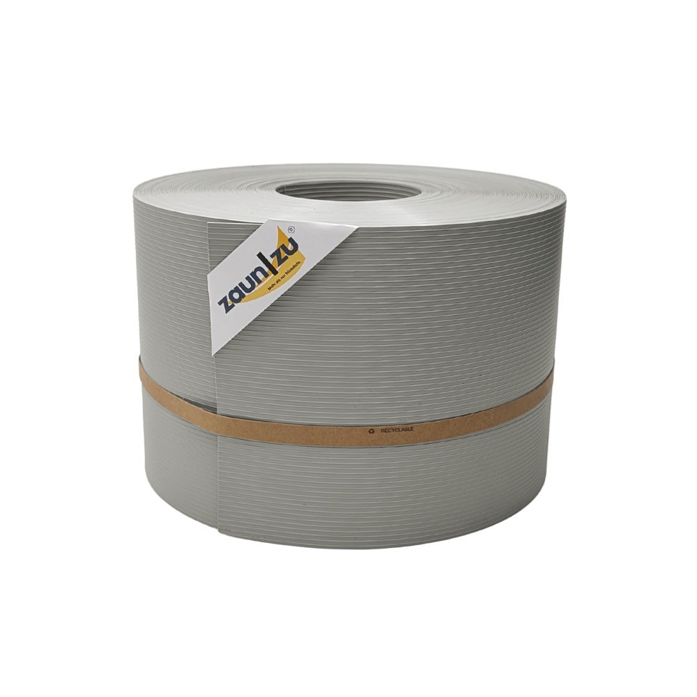 zaun|zu&reg; Sichtschutzstreifen Rille PP f&uuml;r Doppelstabmatte Zaunblende Steingrau 50m 