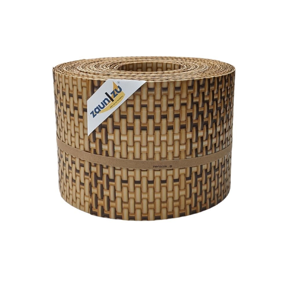 zaun|zu&reg; Sichtschutzstreifen Rattan f&uuml;r Doppelstabmatten UV-best&auml;ndig Stroh 10x 2,55m 