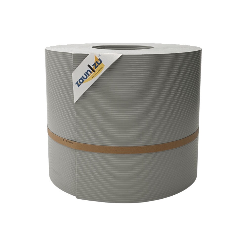 zaun zu® Sichtschutzstreifen Rille Maxi Rolle für Doppelstabmatten 24cm hoch Steingrau 50m
