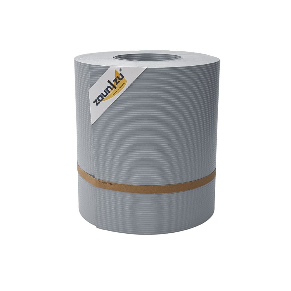 zaun|zu&reg; Sichtschutzstreifen Rille Maxi Rolle f&uuml;r Doppelstabmatten 24cm hoch Fenstergrau 26m 