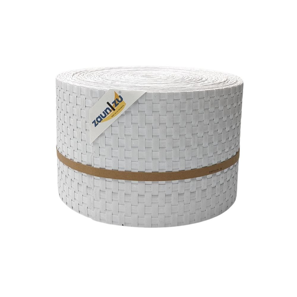 zaun|zu&reg; Sichtschutzstreifen Rattan PE f&uuml;r Doppelstabmatten Wei&szlig; 26m 