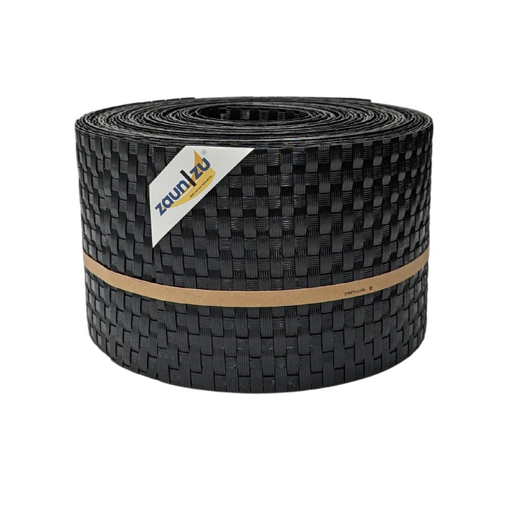 zaun|zu&reg; Sichtschutzstreifen Rattan f&uuml;r Doppelstabmatten UV-best&auml;ndig Schwarz 10x 2,55m 