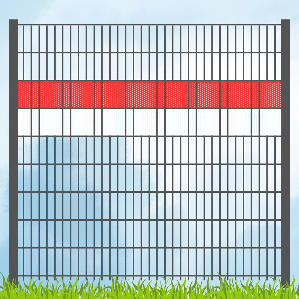 zaun|zu&reg; Sichtschutz Vereinsfarben Rot/Wei&szlig; Volle Streifenbreite GELOCHT 