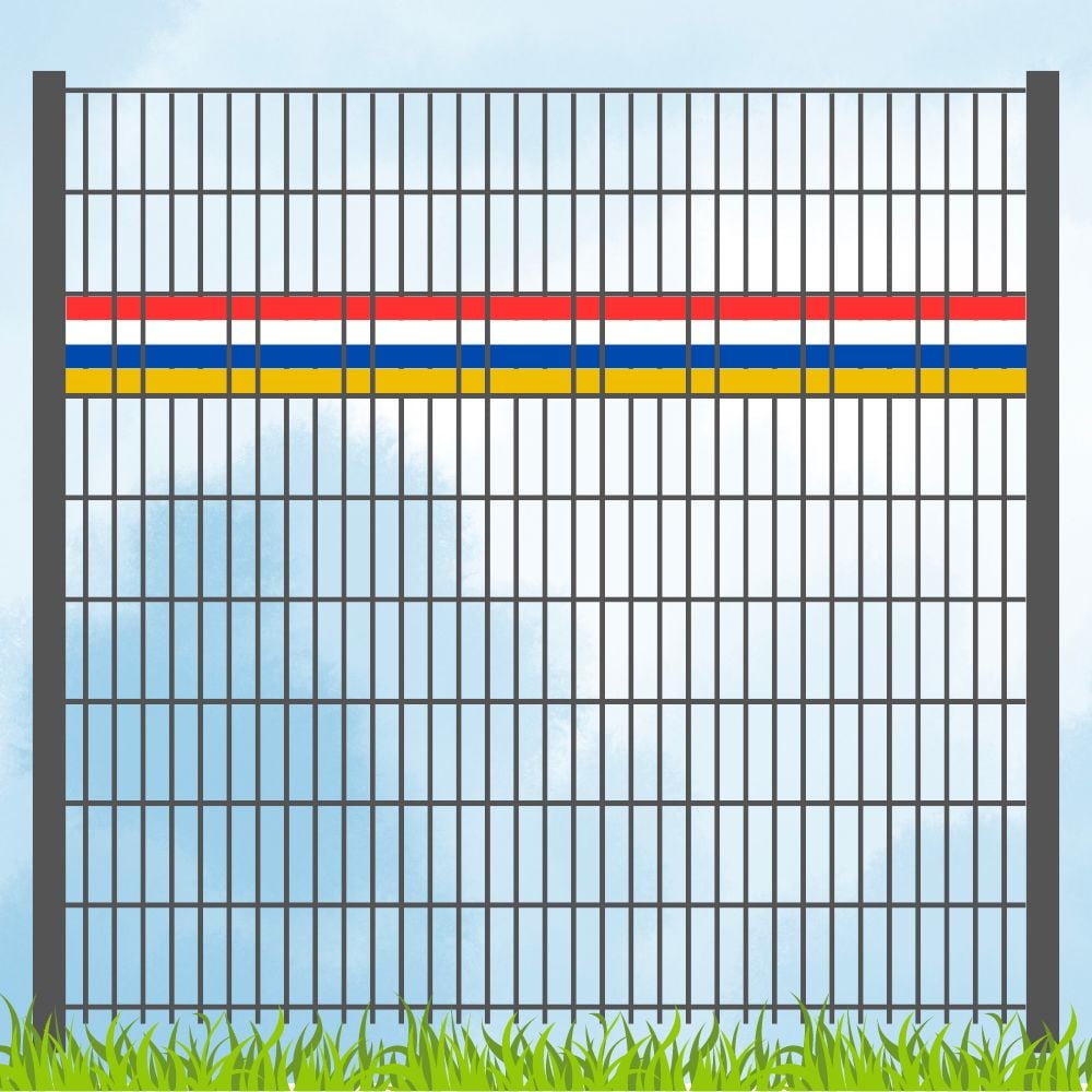 zaun|zu&reg; Sichtschutz Fastnachtsfarben Rot-Wei&szlig;-Blau-Gelb Akzentstreifen 