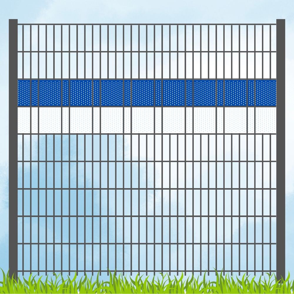 zaun|zu&reg; Sichtschutz PP Sichtschutz Fanartikel Vereinsfarben Blau/Wei&szlig; Volle Streifenbreite GELOCHT 
