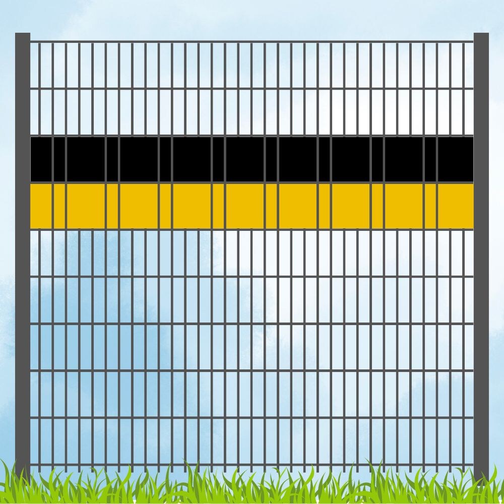 zaun|zu&reg; Sichtschutzstreifen Vereinsfarben Schwarz/Gelb Volle Streifenbreite 