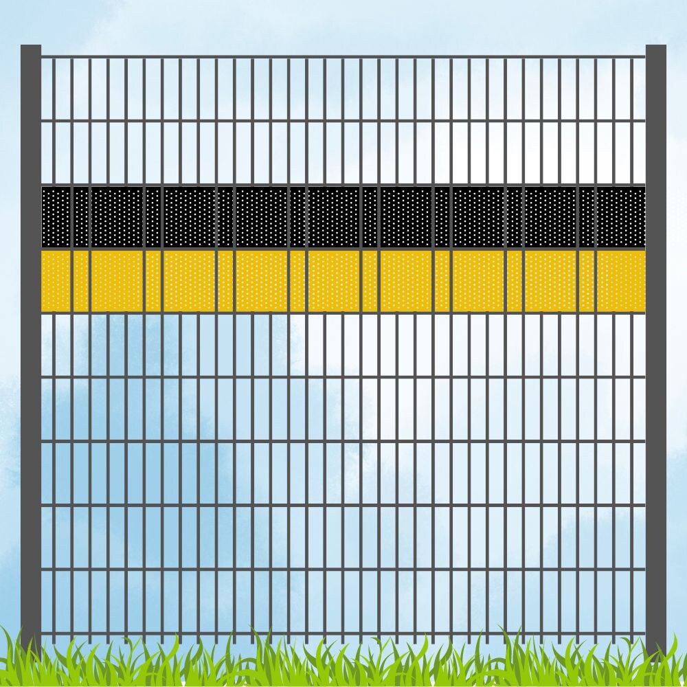 zaun|zu&reg; Sichtschutz Vereinsfarben Schwarz/Gelb Volle Streifenbreite GELOCHT 