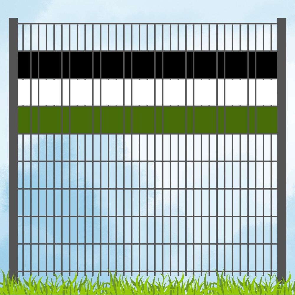 zaun|zu&reg; Sichtschutz Vereinsfarben Schwarz/Wei&szlig;/Gr&uuml;n Volle Streifenbreite 