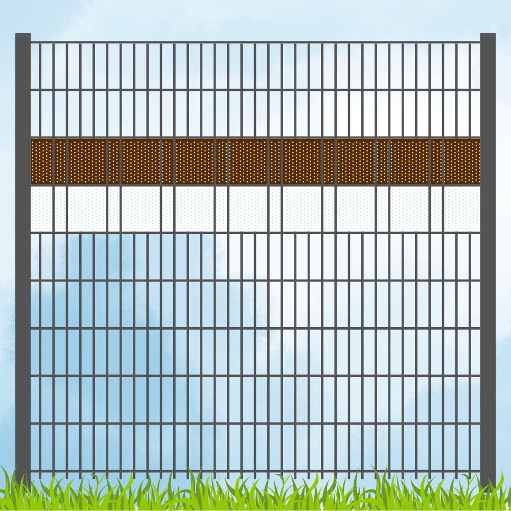 zaun|zu&reg; Sichtschutz Fanartikel Vereinsfarben Braun/Wei&szlig; Volle Streifenbreite GELOCHT 