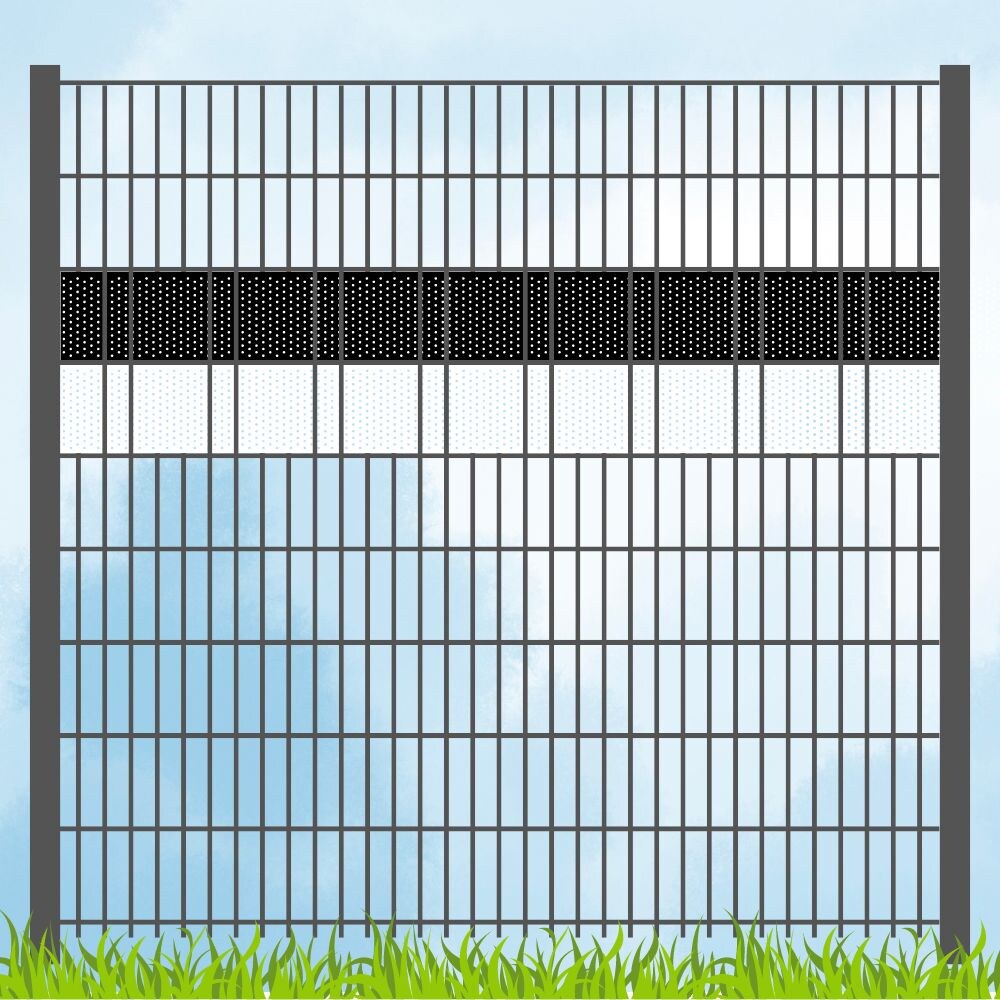 zaun|zu&reg; Sichtschutzstreifen Fanartikel Vereinsfarben Schwarz/Wei&szlig; Volle Streifenbreite GELOCHT 
