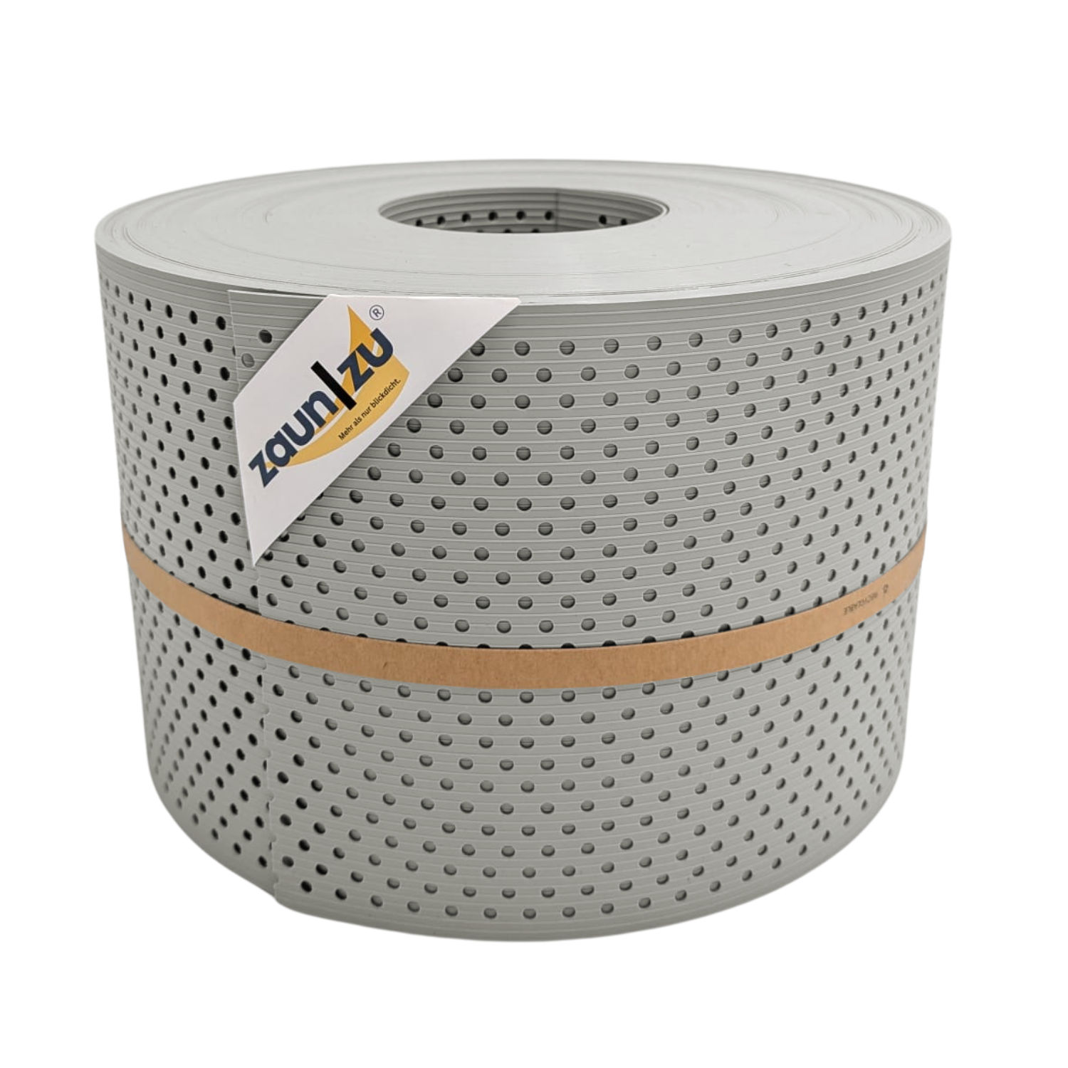 zaun|zu&reg; Sichtschutzstreifen Rille Gelocht 15 Prozent PP Streifen Steingrau 50m 