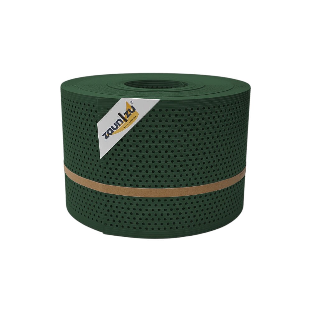 zaun|zu&reg; Sichtschutzstreifen Rille Gelocht 20 Prozent PP Streifen Tannengr&uuml;n 50m 