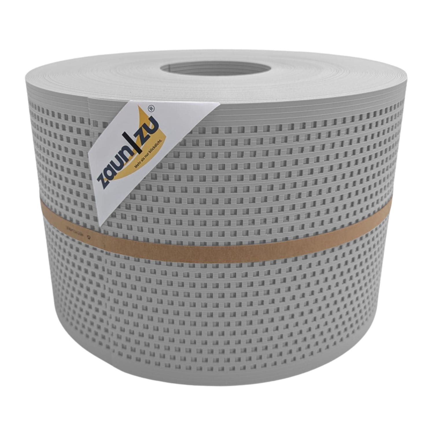 zaun|zu&reg; Sichtschutzstreifen Rille Gelocht Quadrat-Muster f&uuml;r Doppelstabmatten Lichtgrau 50m 