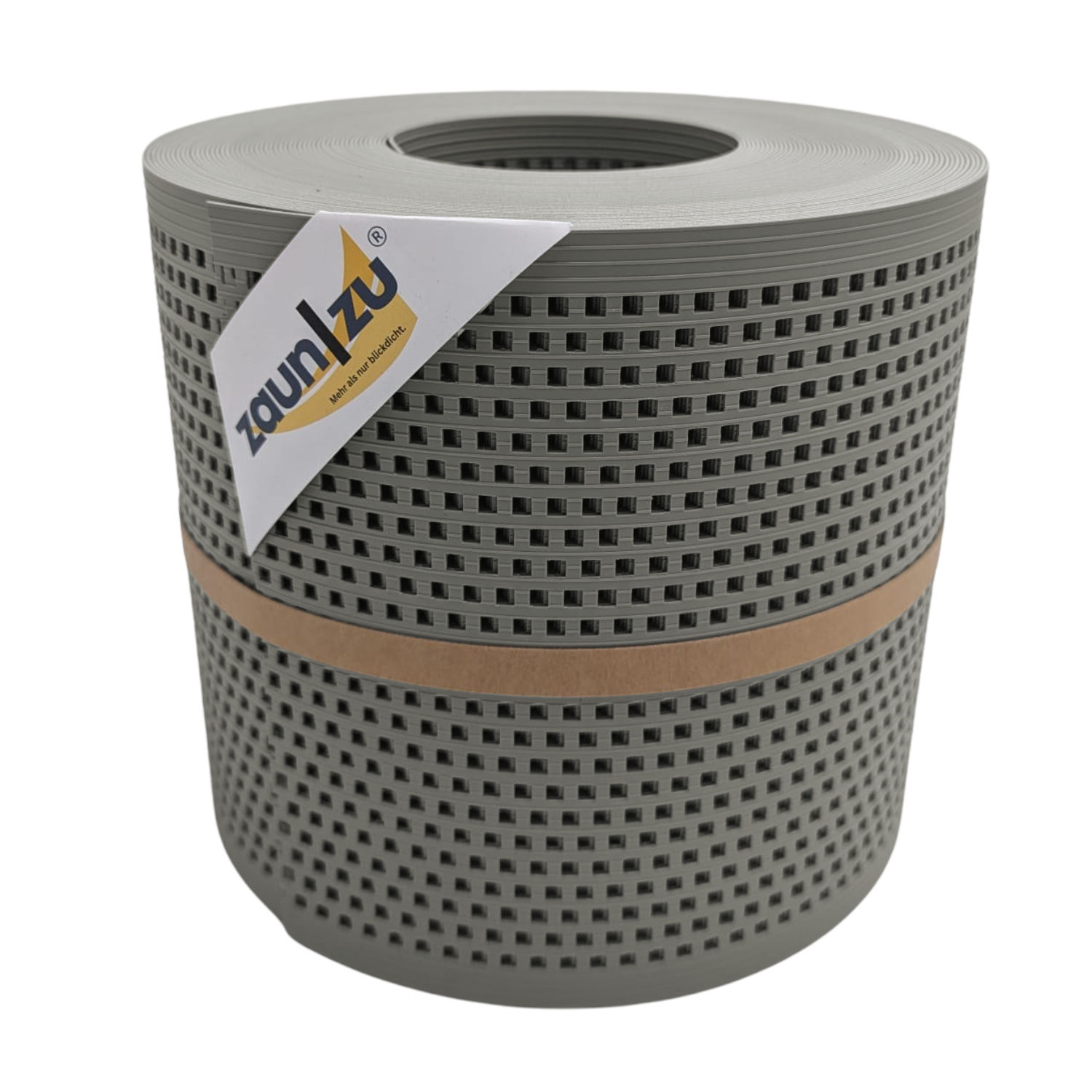 zaun|zu&reg; Sichtschutzstreifen Rille Gelocht Quadrat-Muster f&uuml;r Doppelstabmatten Steingrau 26m 