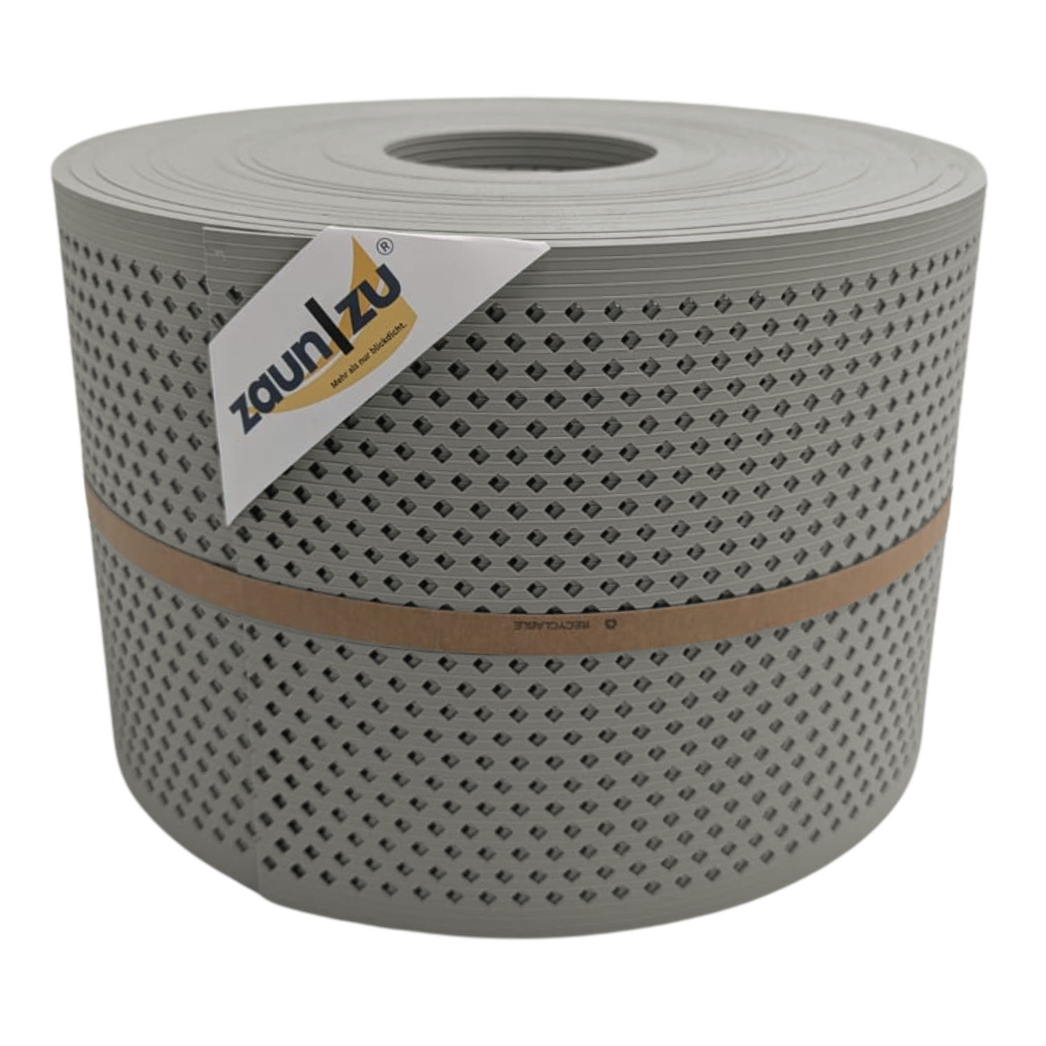 zaun|zu&reg; Sichtschutzstreifen Rille Gelocht Diamant Muster f&uuml;r Doppelstabmatten Steingrau 50m 