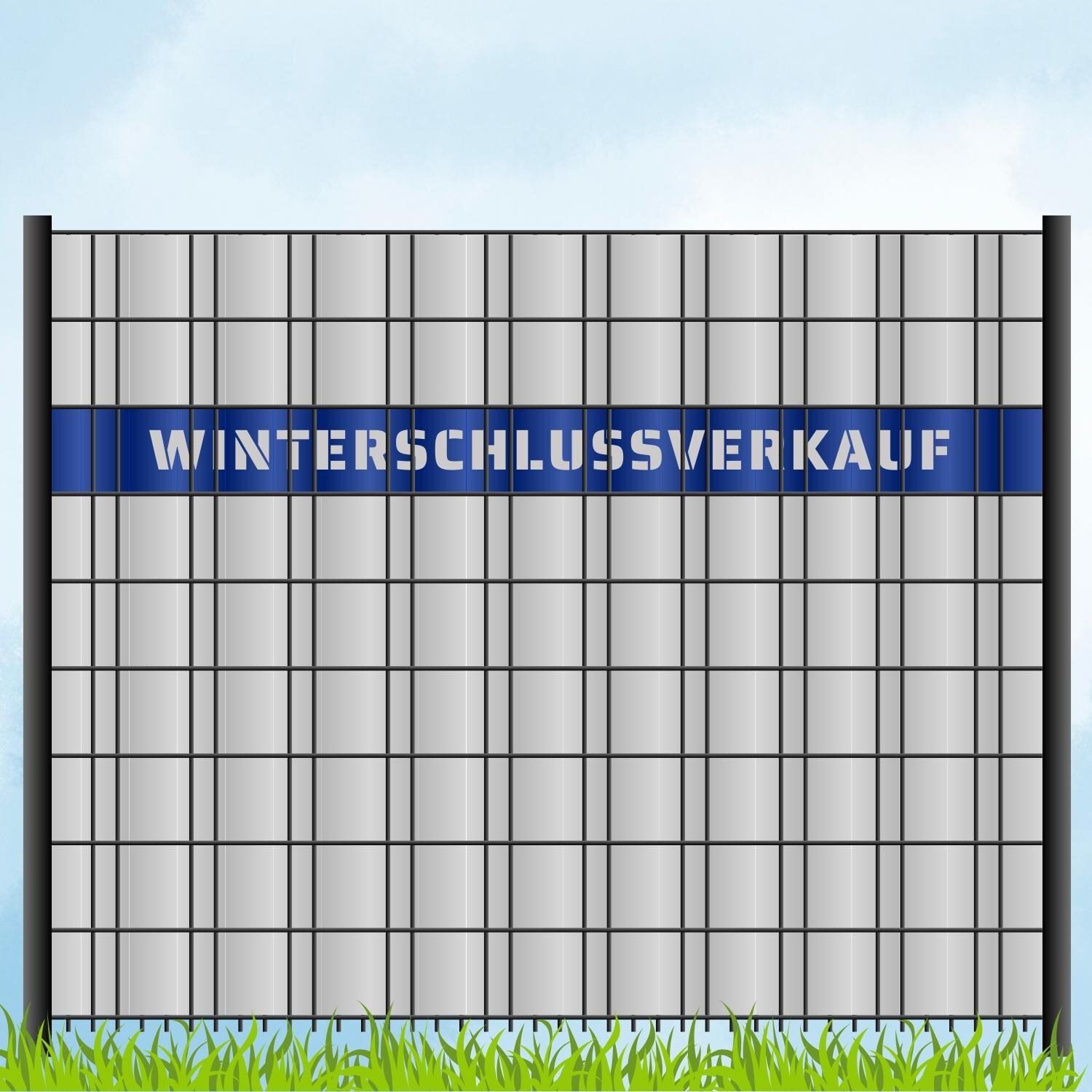 zaun zu® Sichtschutzstreifen Laser Beschriftung "WINTERSCHLUSSVERKAUF" Enzianblau 2,55m