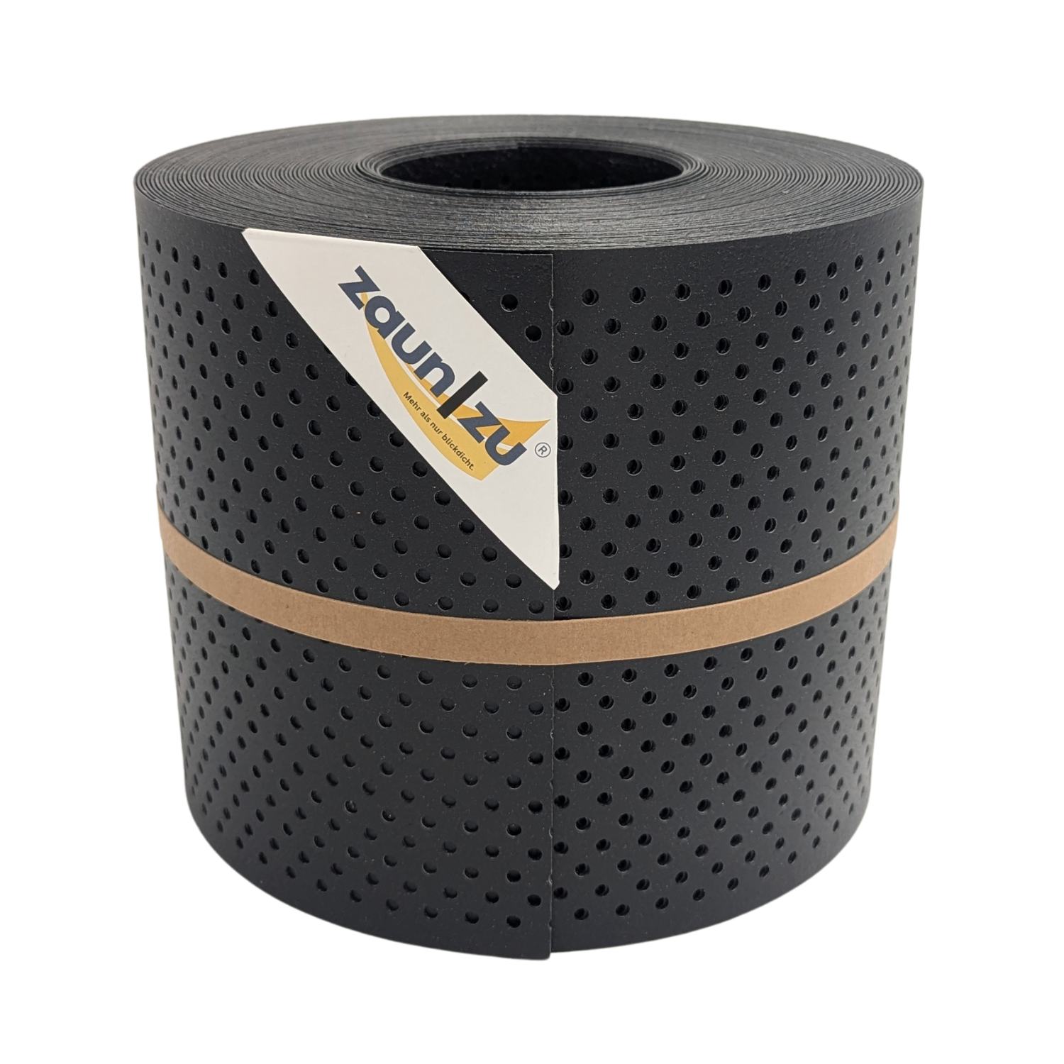 zaun|zu&reg; Sichtschutzstreifen Polyal ECO Gelocht 15 Prozent Streifen Schwarz 26m 