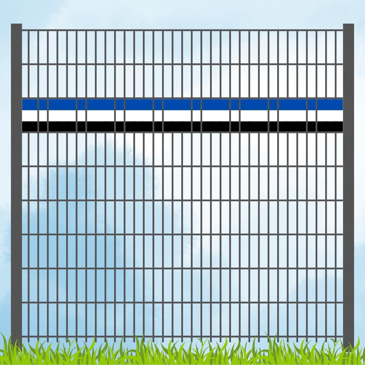 zaun|zu&reg; Sichtschutz Vereinsfarben Blau/Wei&szlig;/Schwarz Akzentstreifen 