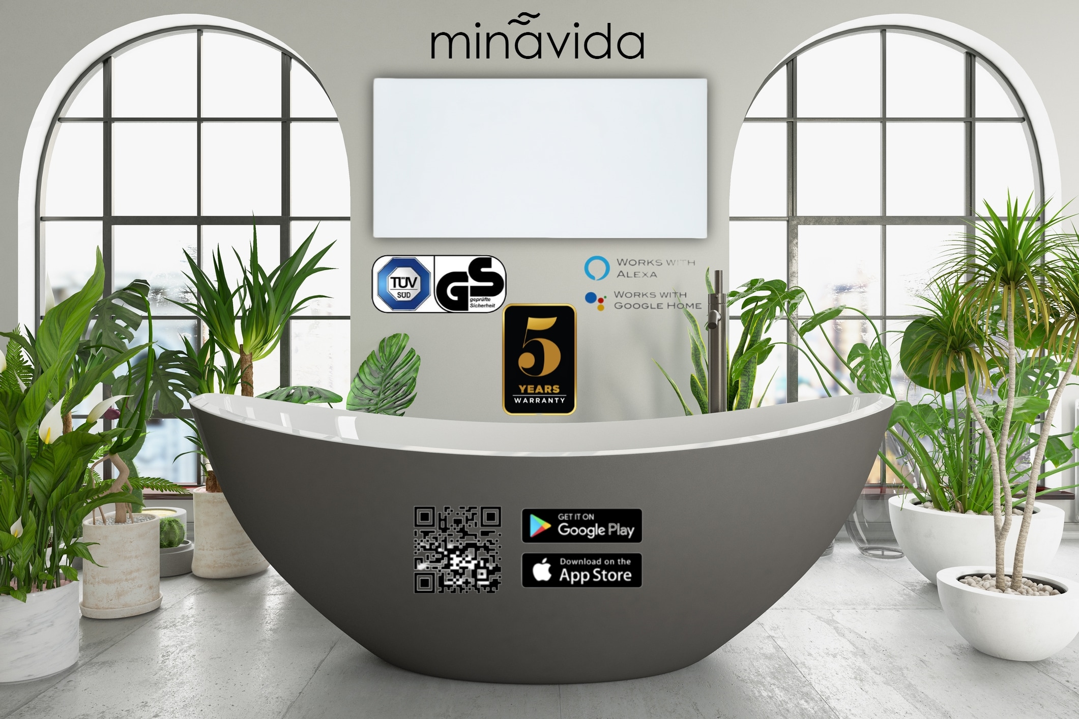 Minavida Infrarot-Wandheizung MVA-700 Watt inkl. Thermostat WiFi 