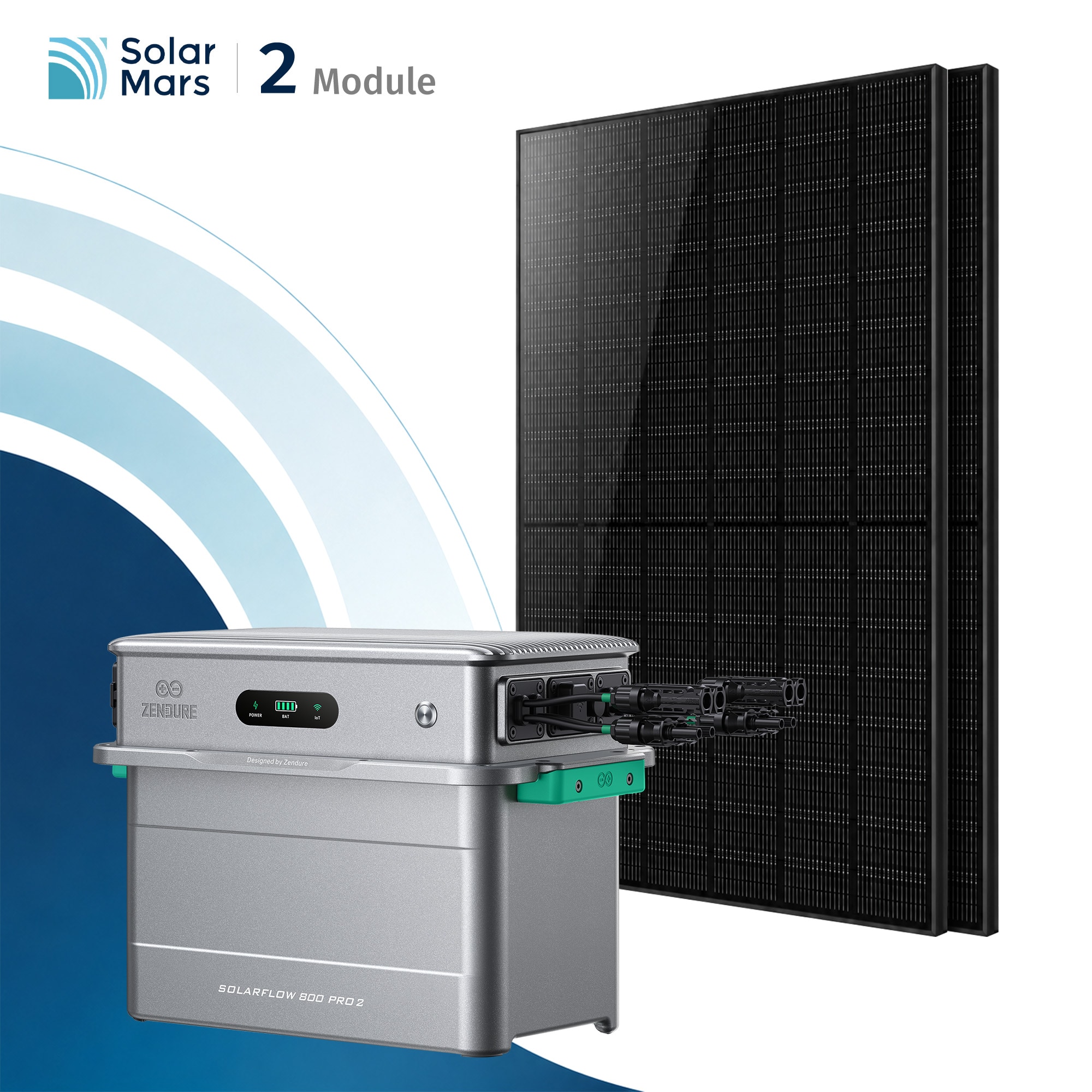 Solarmars&reg; 1000W Balkonkraftwerk mit Speicher,Zendure SolarFlow 800 PRO2, 1,92kWh,4 MPPT - Ohne Halterung 
