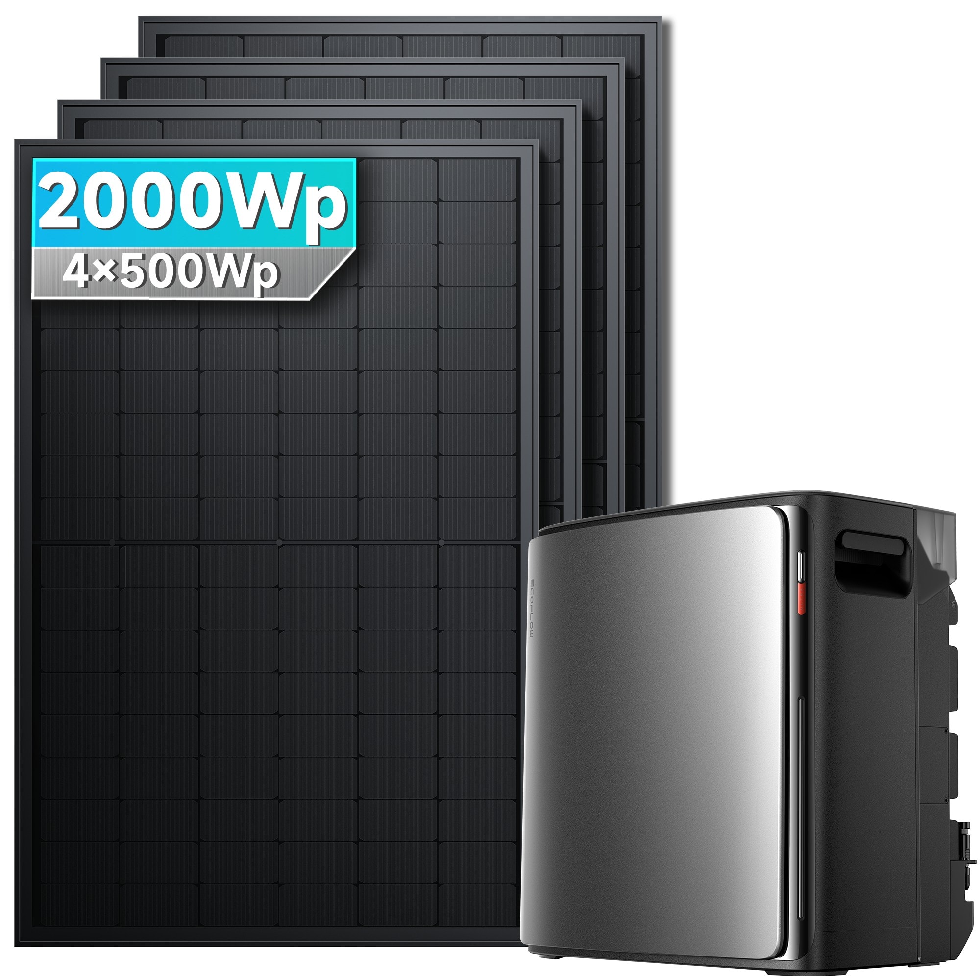 Solarmars&reg; Balkonkraftwerk 3,84kWh Set STREAM Ultra X 2000W Solarpanel - Ohne Halterung 