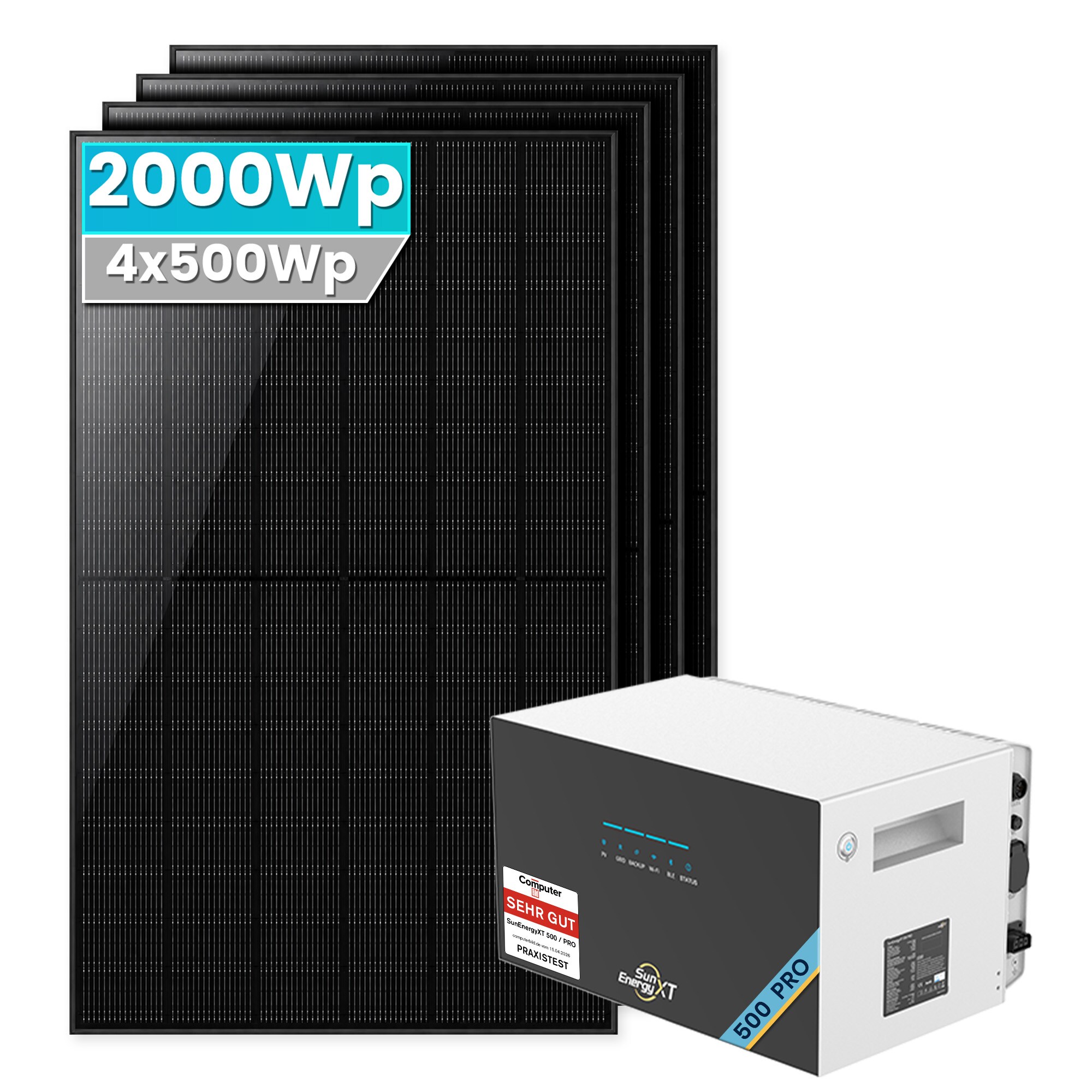 SolarMars 2000W Balkonkraftwerk mit Speicher ,SunEnergyXT 500 PRO 5kWh Erweiterungsakku - Ohne Halterung 