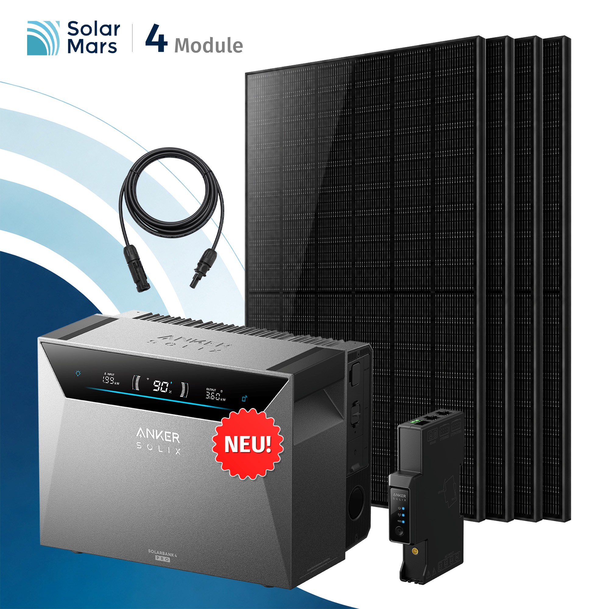 SolarMars&reg; 2000W Balkonkraftwerk mit Speicher, Anker SOLIX Solarbank 4 E5000 Pro,5kWh - Ohne Halterung 