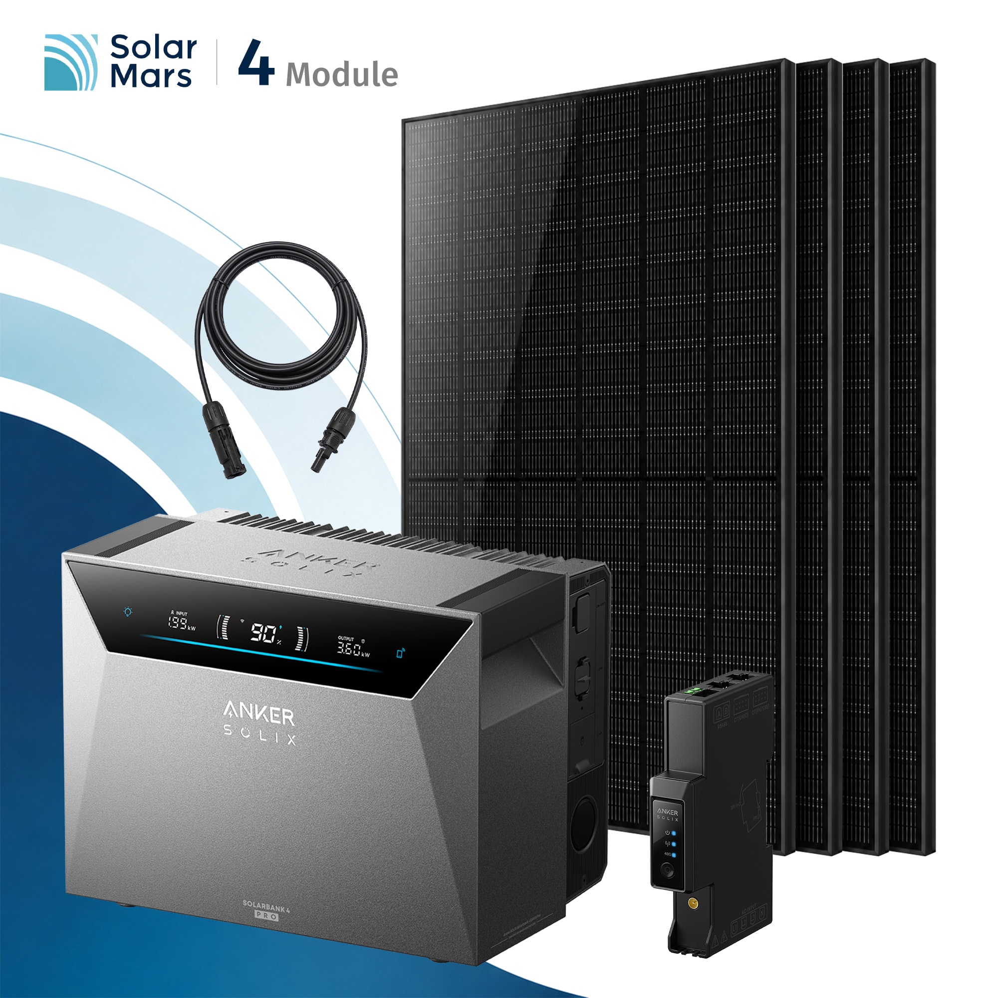 Solarmars&reg; 2000W Balkonkraftwerk mit Speicher, Anker SOLIX Solarbank 4 E5000 Pro,5kWh - Ohne Halterung 