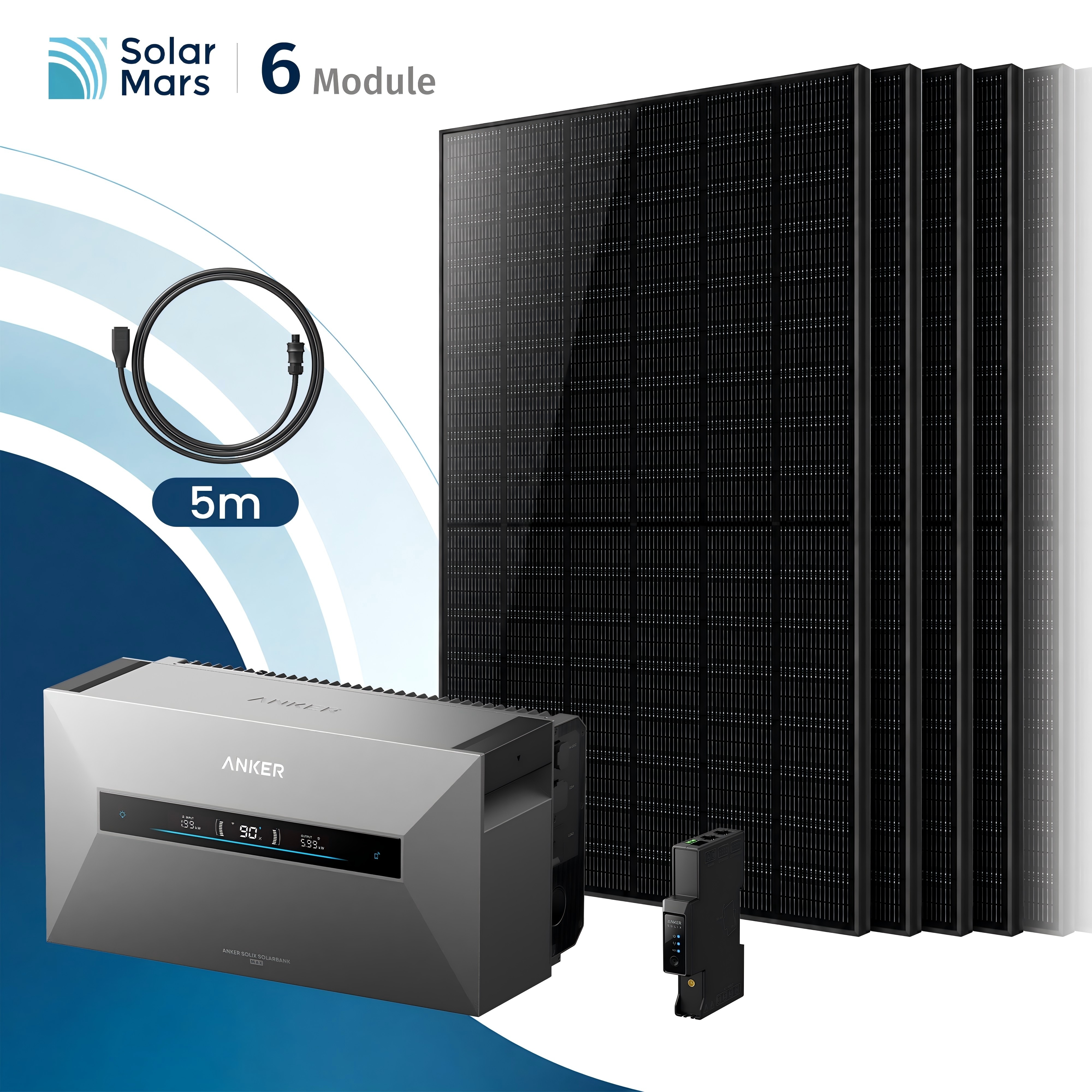 Solarmars 3000W Balkonkraftwerk mit Speicher, Anker SOLIX Solarbank MAX,7kWh - Ohne Halterung 