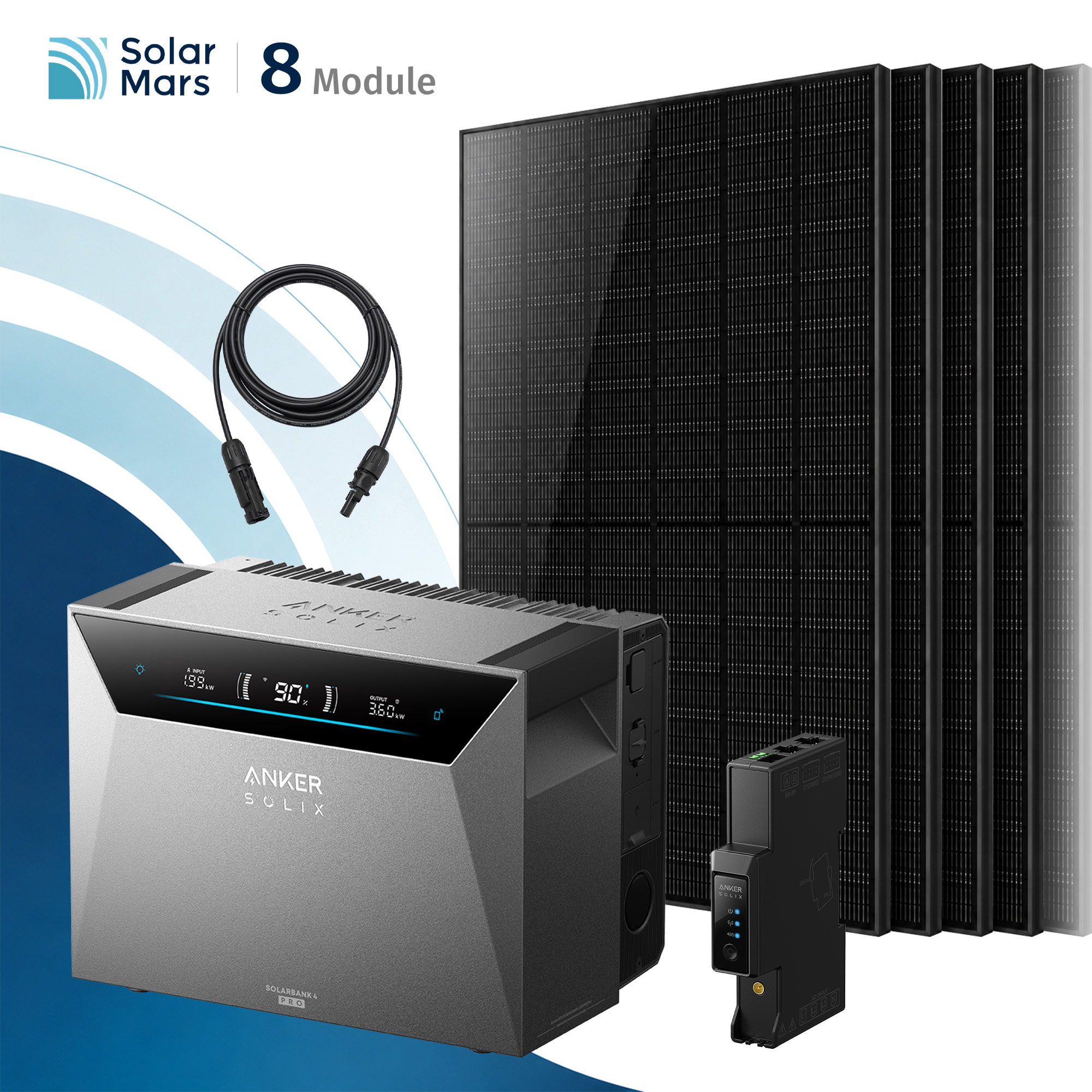 Solarmars&reg; 4000W Balkonkraftwerk mit Speicher, Anker SOLIX Solarbank 4 E5000 Pro,5kWh - Ohne Halterung 
