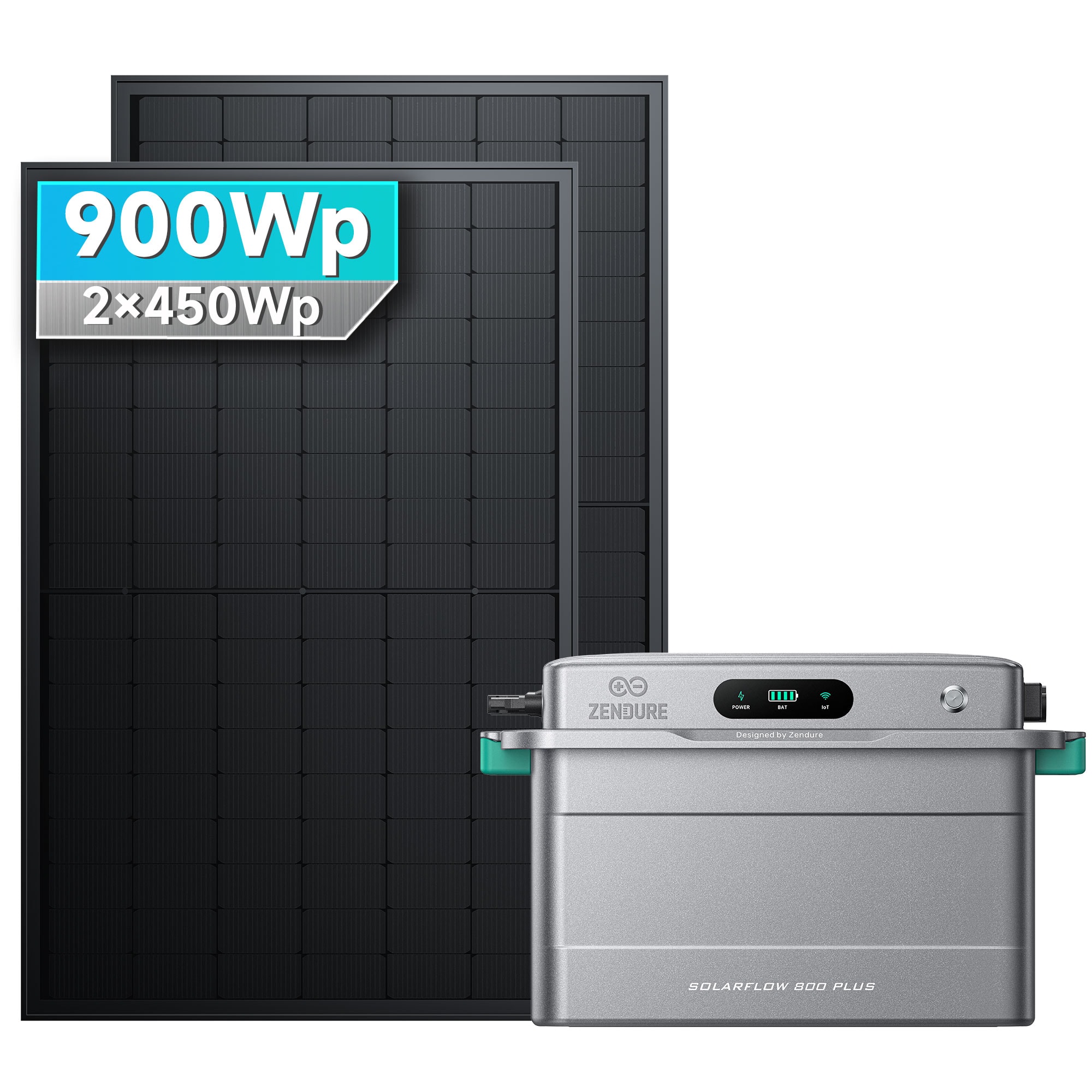 Solarmars&reg; 900W Balkonkraftwerk mit Speicher,Zendure SolarFlow 800 Plus - Ohne Halterung 