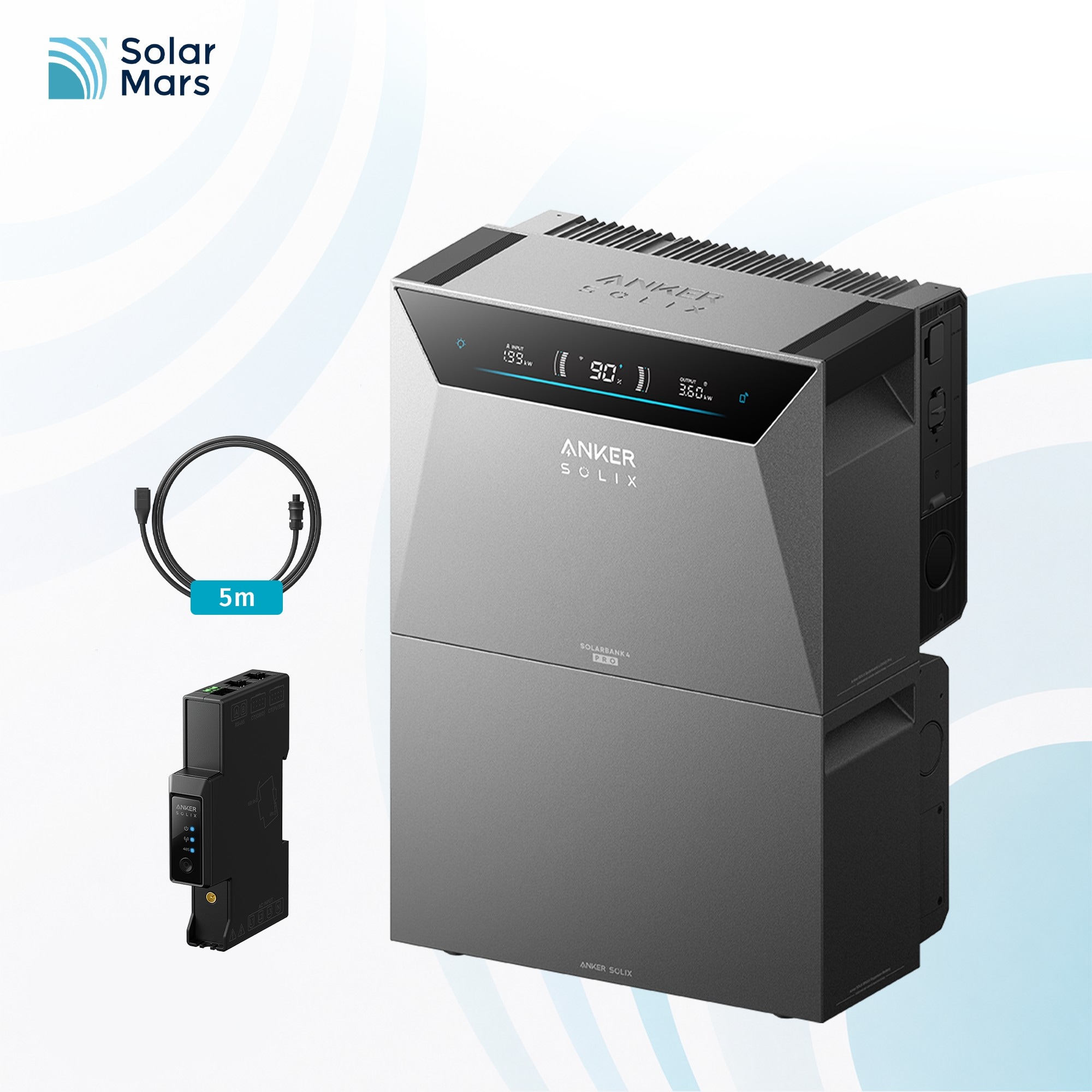 Anker SOLIX Solarbank 4 E5000 Pro mit 1x BP5000 Erweiterungsbatterien inkl. Smart Meter Gen 2 und 1x5m AC-Wieland Kabel 