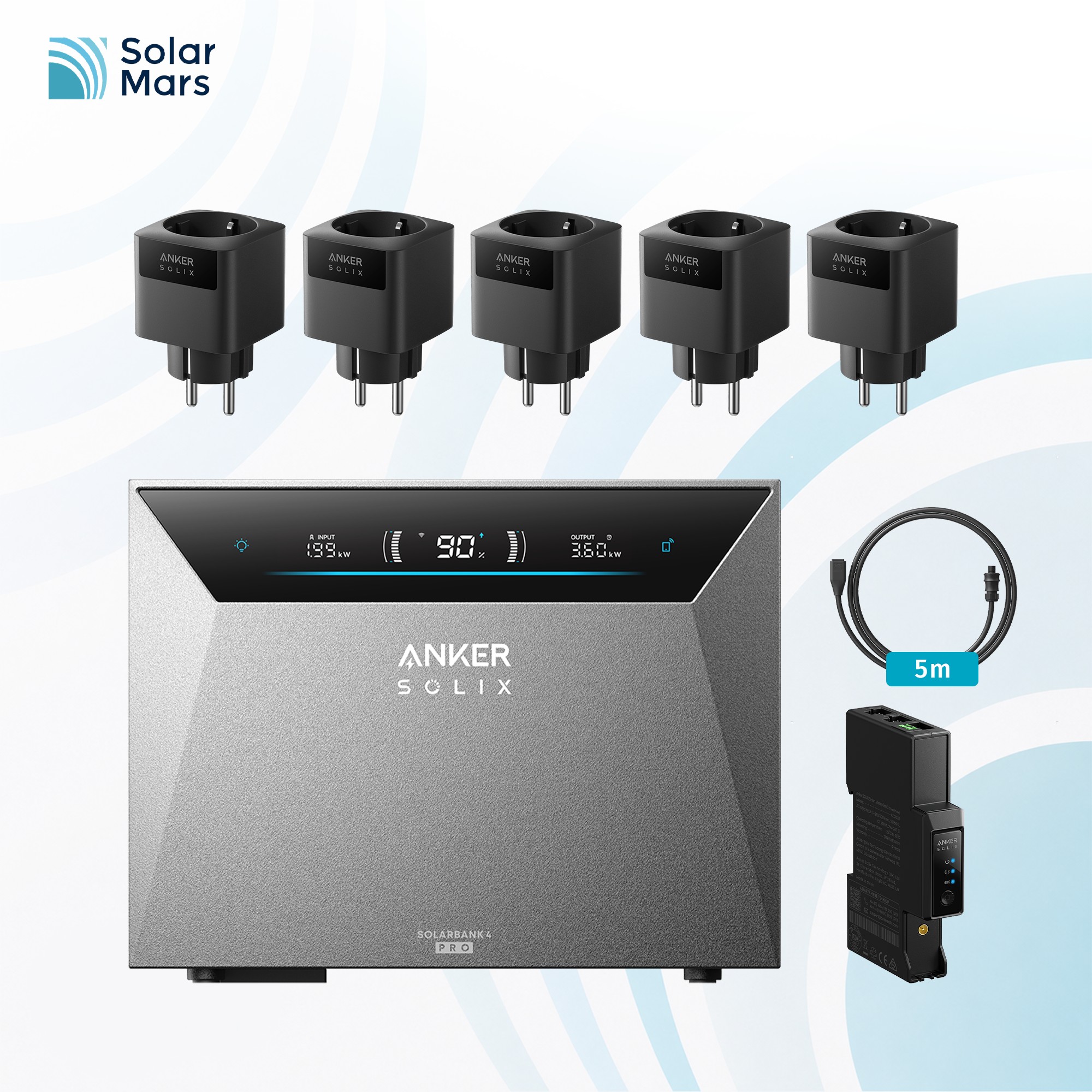 Anker SOLIX Solarbank 4 E5000 Pro 5kWh inkl. Smart Meter Gen 2, Wieland Kabel&Smart Plug Gen.2 