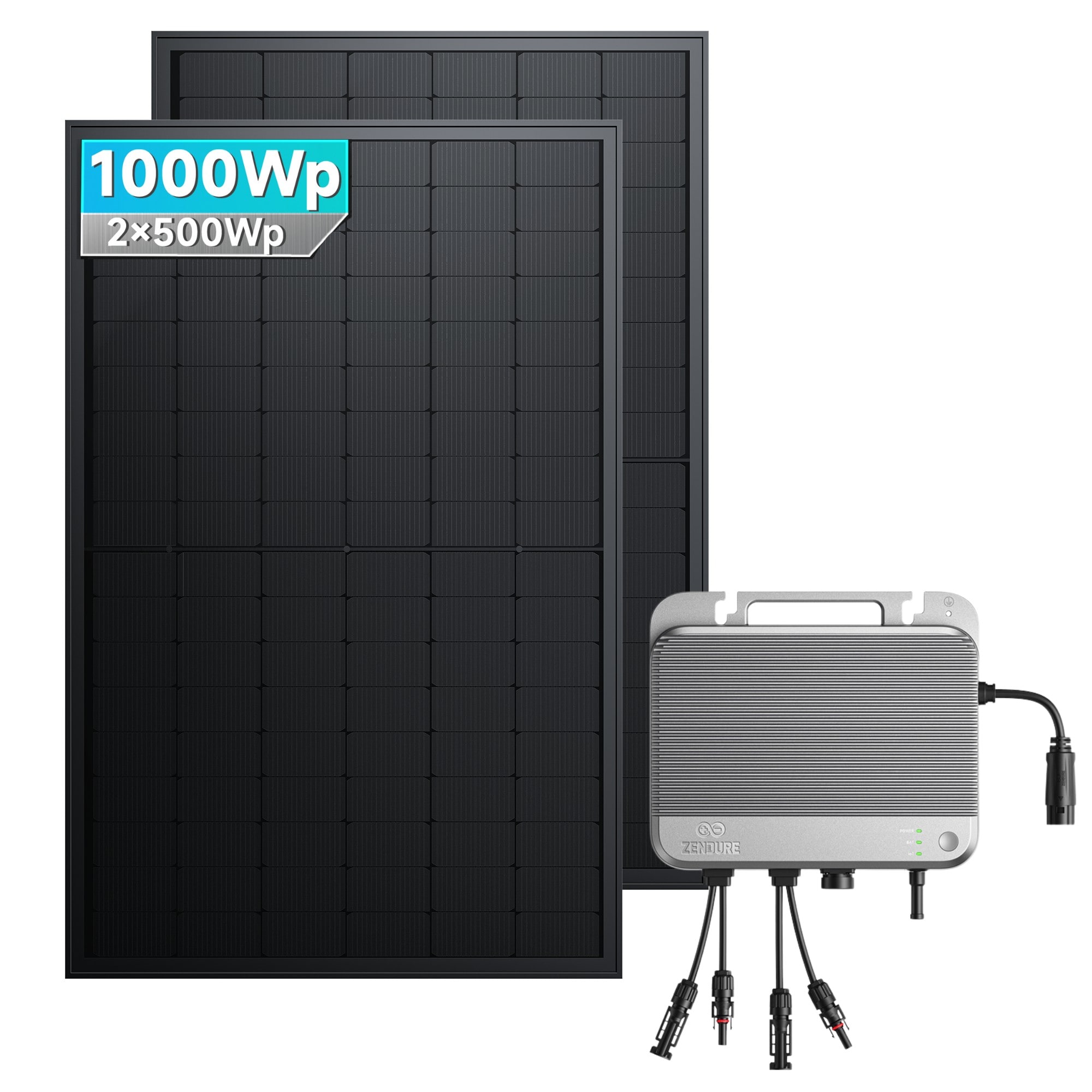 Solarmars&reg; 1000W Balkonkraftwerk Komplettset inkl. Zendure SolarFlow & 800W Hybrid-Wechselrichter- Ohne Halterung 