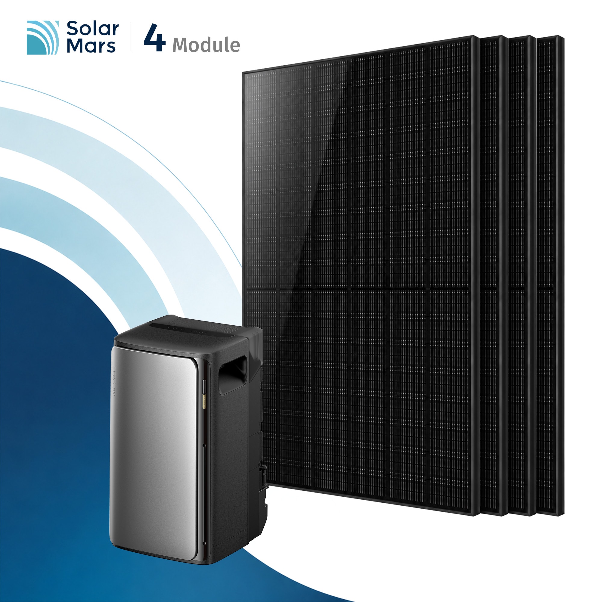 SolarMars&reg; 2000W Balkonkraftwerk mit Speicher,EcoFlow Stream Ultra 1,92 kWh All-in-One Komplettset - Ohne Halterung 