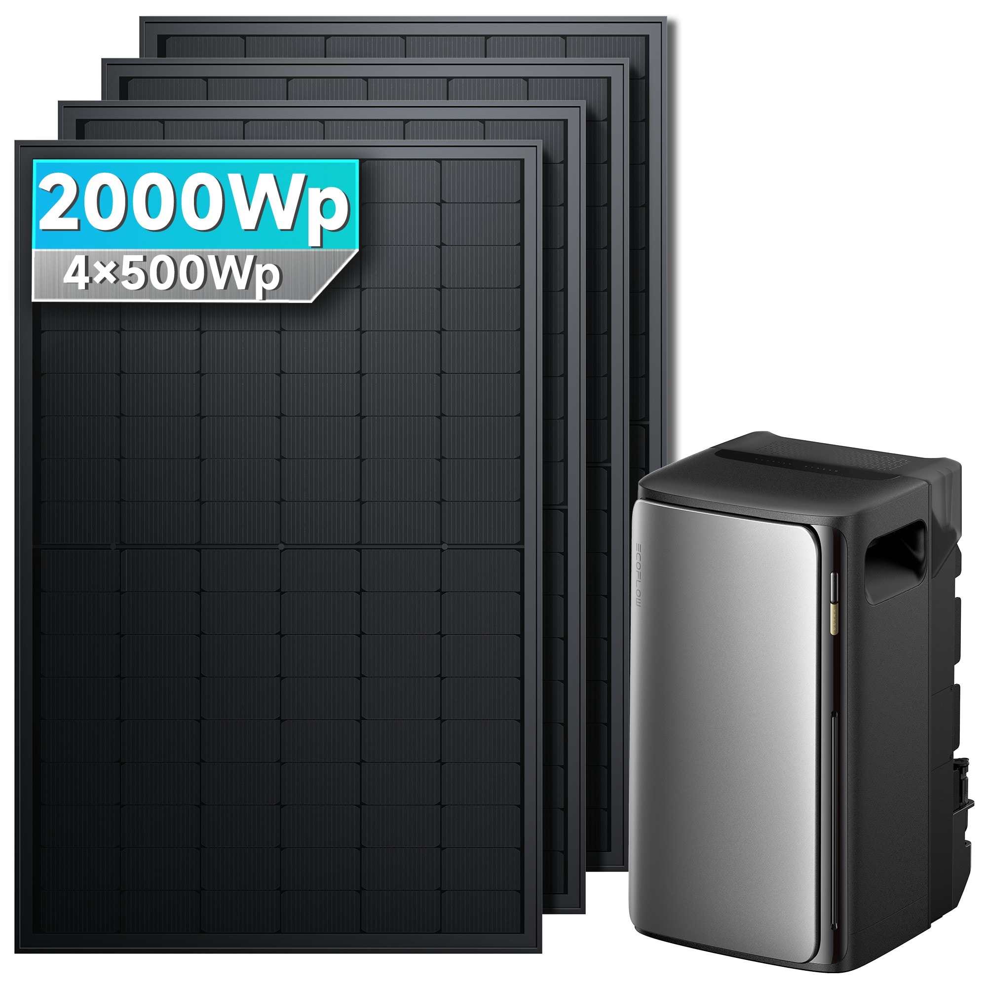 Solarmars&reg; 2000W Balkonkraftwerk mit Speicher,EcoFlow Stream Ultra 1,92 kWh All-in-One Komplettset - Ohne Halterung 