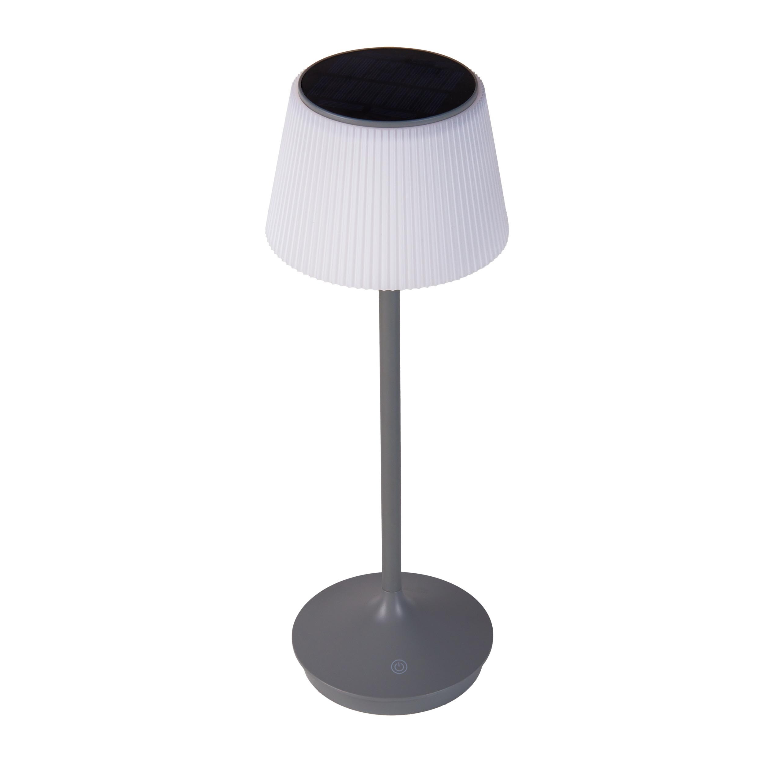 N&auml;ve LED / CCT Solar-/ Akkutischleuchte "EMMI" H: 38cm grau 