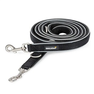 Rudelkönig Hundeleine Paola reflektierend in schwarz Führleine Doppelleine reflektierend weich robust verstellbar Trainingsleine 