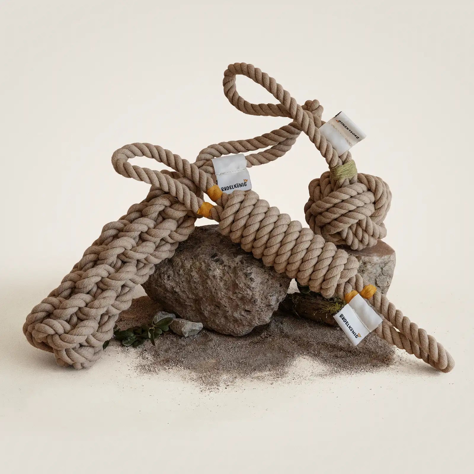Rudelk&ouml;nig Hundespielzeug 3x in Beige Seil Kauspielzeug Baumwolle rei&szlig;fest robust langlebig Hundezubeh&ouml;r Training 