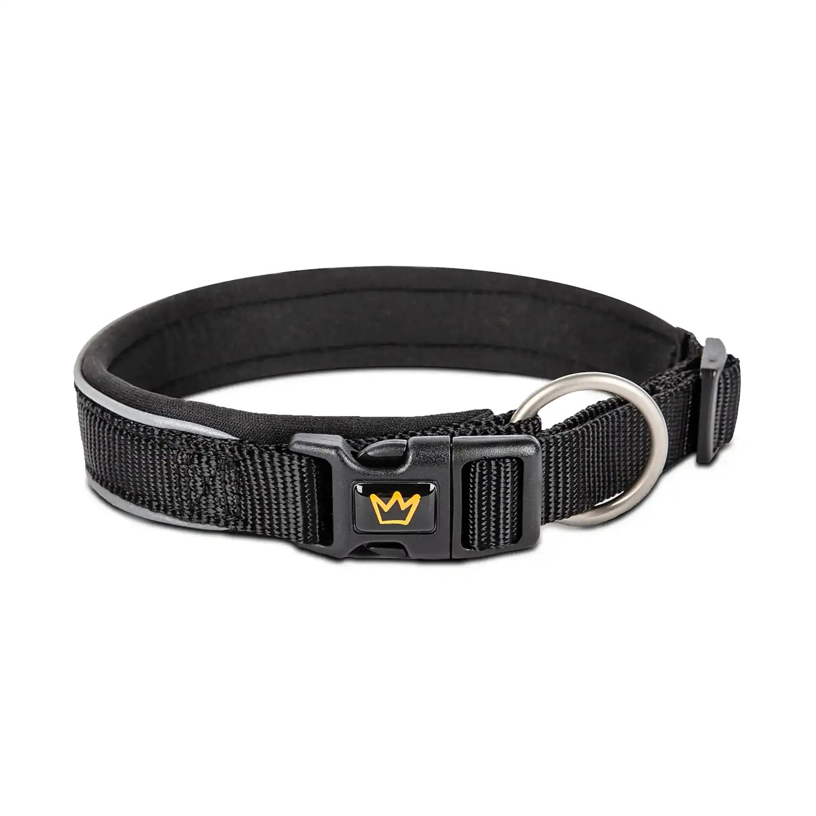 Rudelk&ouml;nig Hundehalsband Paola Gr&ouml;&szlig;e 4 in schwarz Nylon Halsband f&uuml;r Hunde reflektierend robust verstellbar bequem Training 