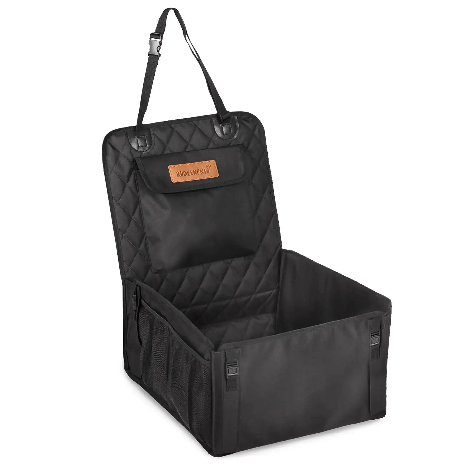 Rudelk&ouml;nig Hundeautositz schwarz in Universalgr&ouml;&szlig;e Autositz Hundesitz f&uuml;r kleine Hunde rutschfest sicher bequem Auto 